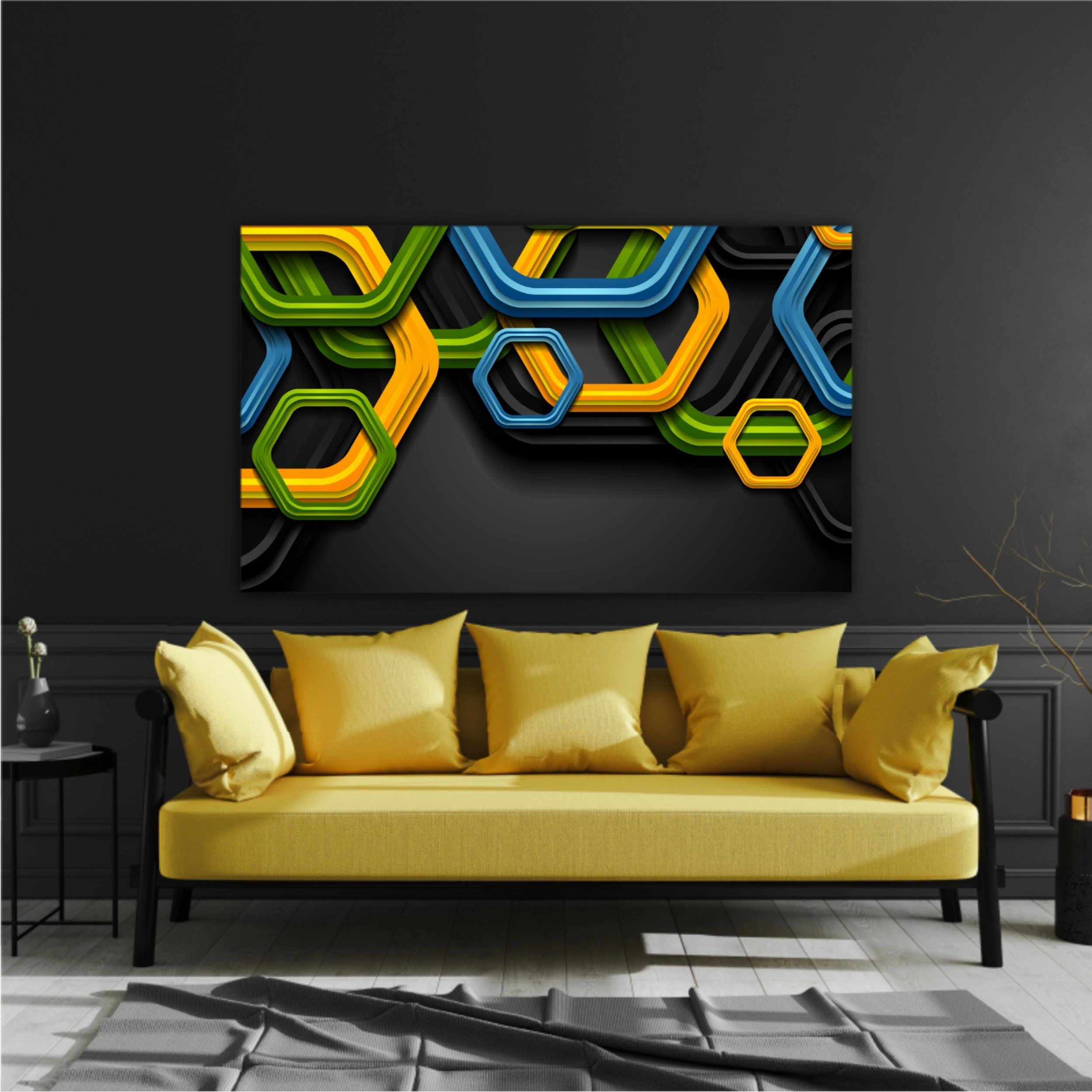 Tehnologie Geometric Background Colorat Hexagon Tehnologie Dark Abstract Corporate Vector Formă Design grafic Tehnic Negru