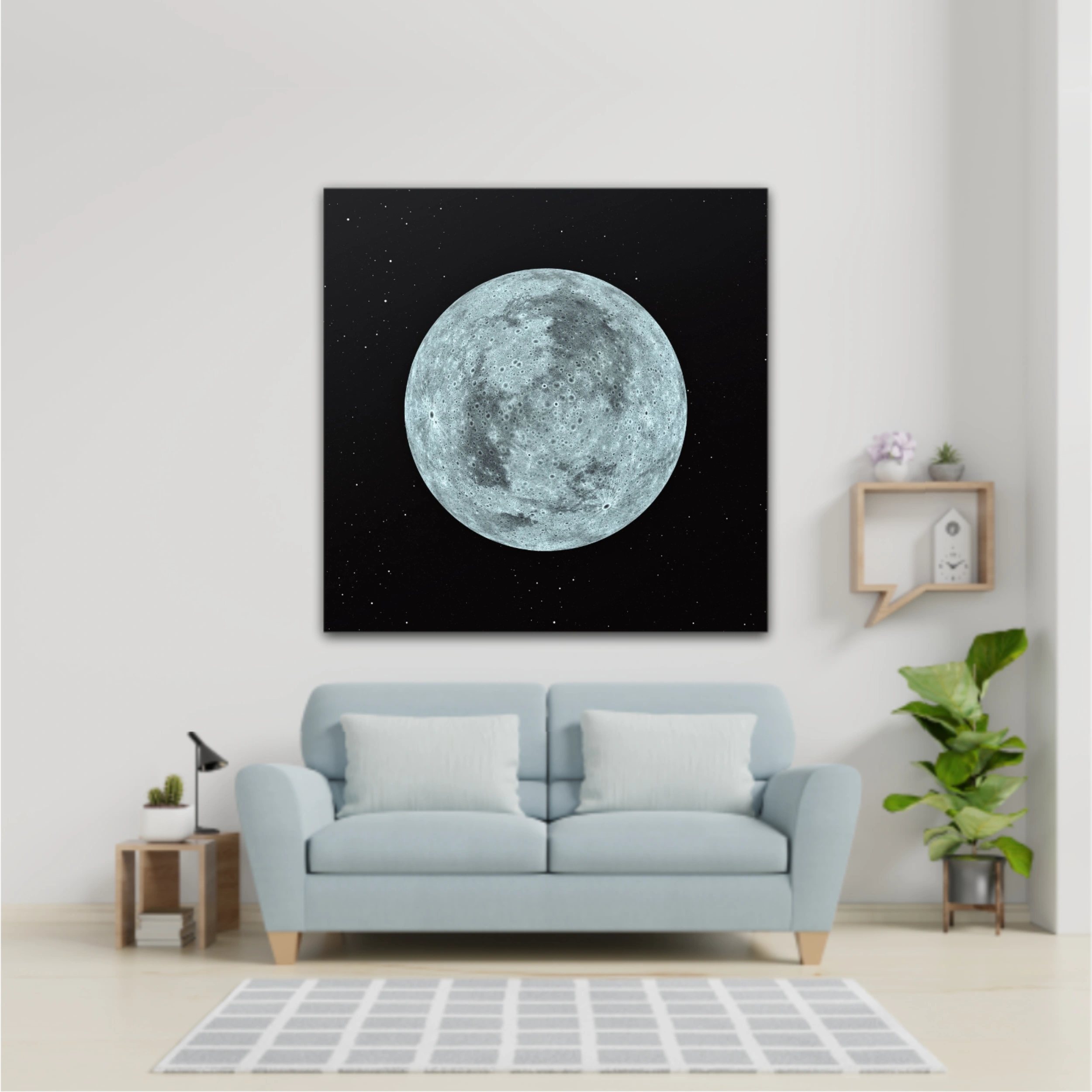 3D rendering of the moon with star sky background