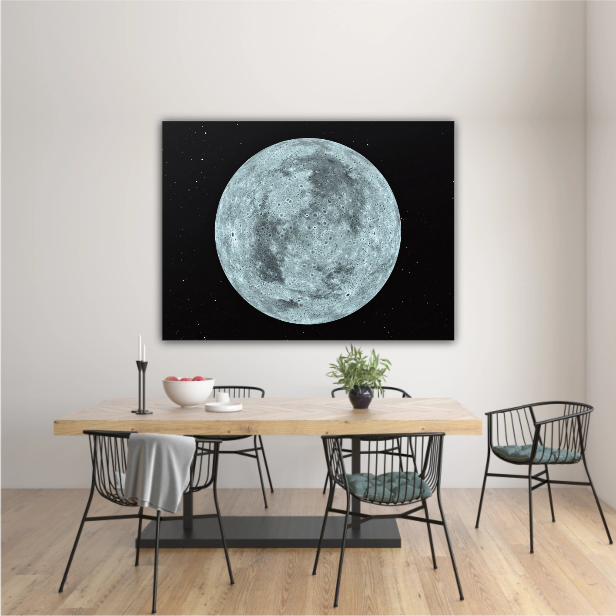 3D rendering of the moon with star sky background