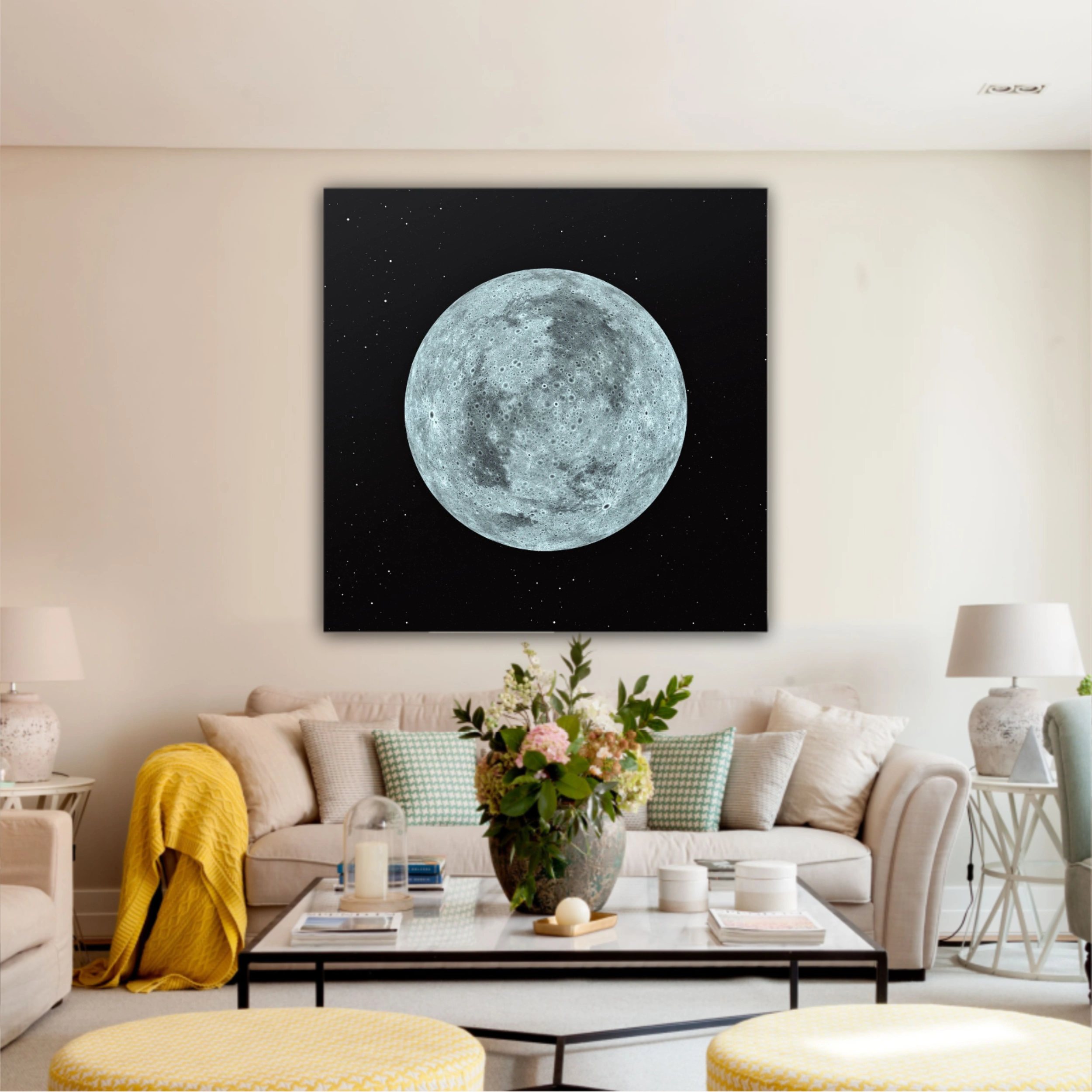 3D rendering of the moon with star sky background