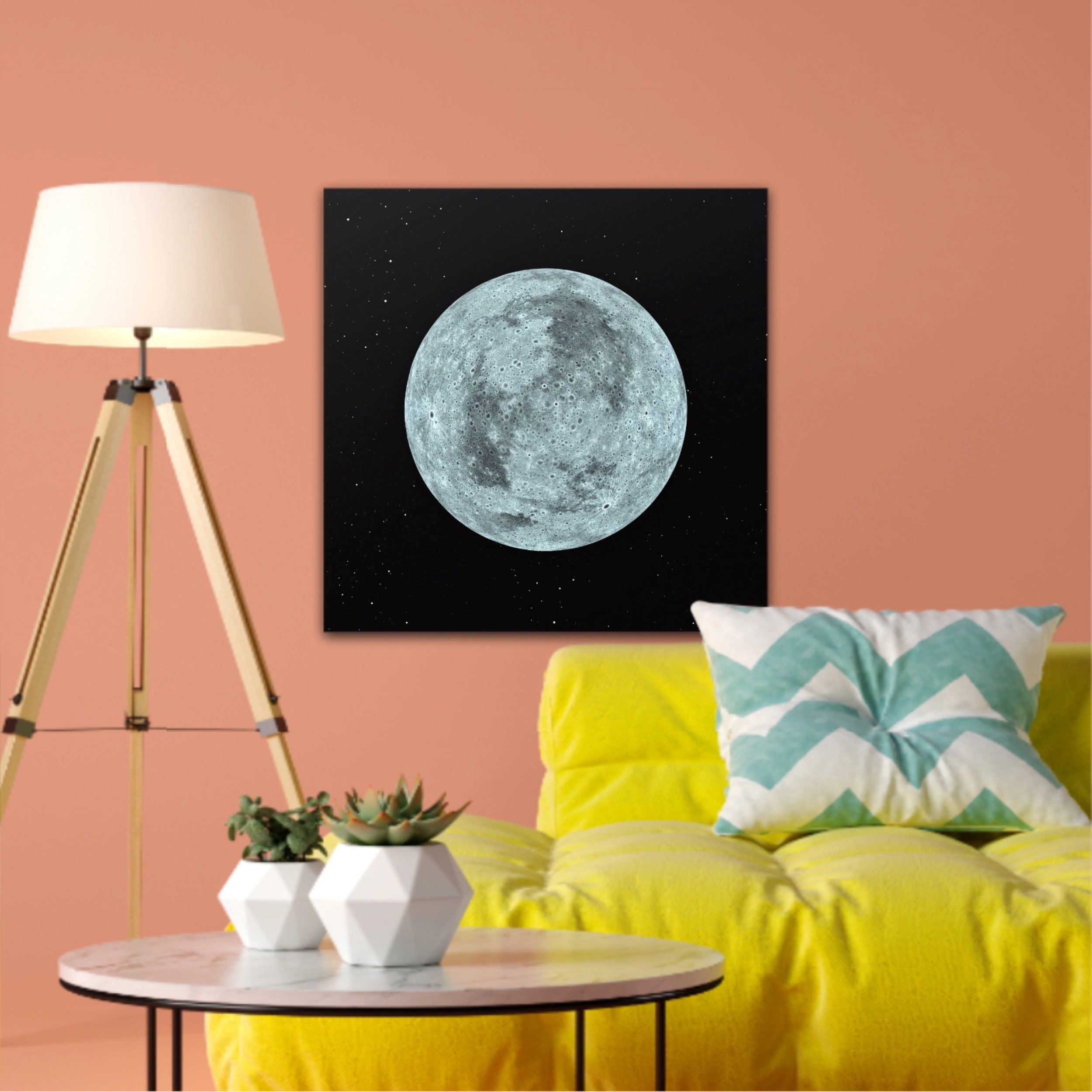 3D rendering of the moon with star sky background