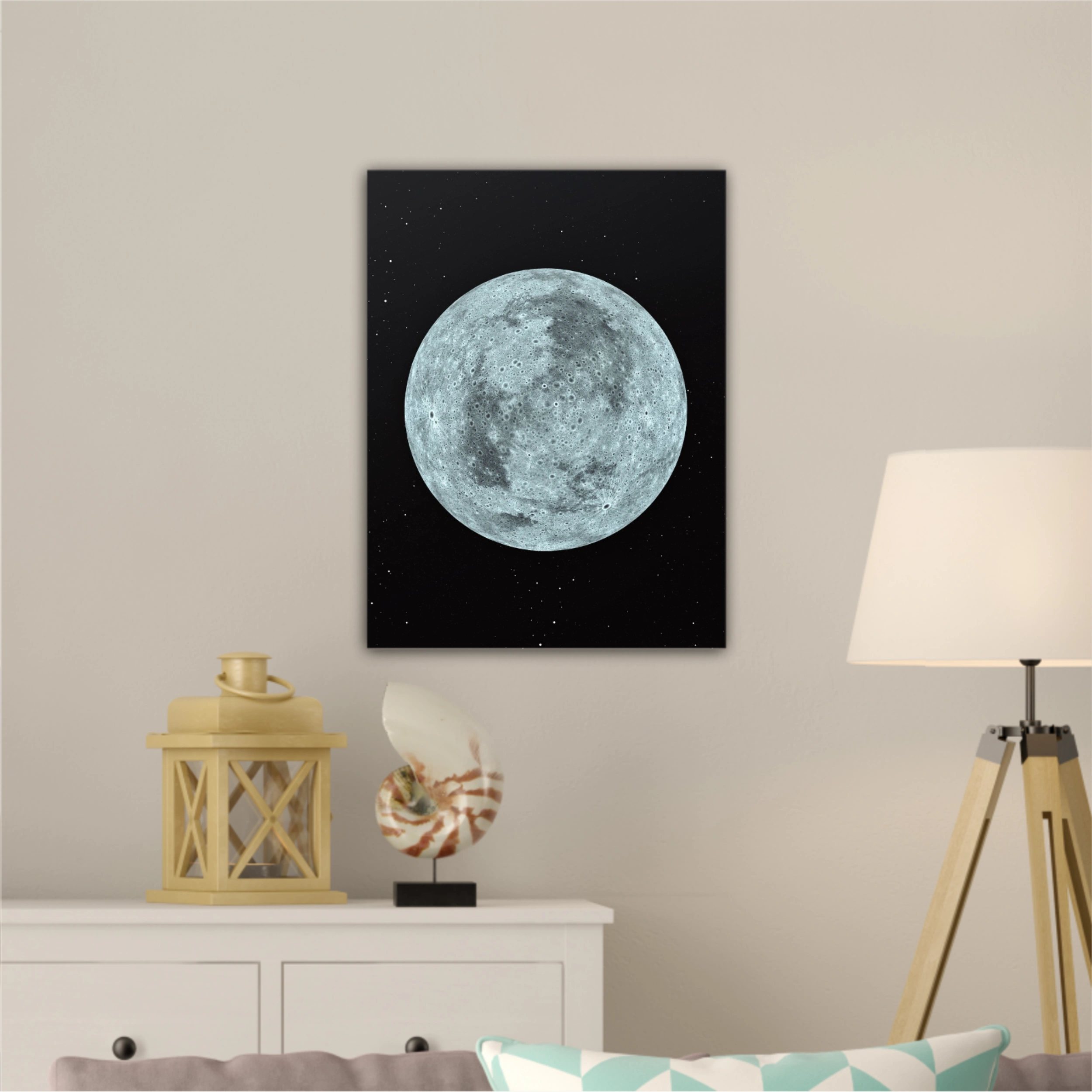 3D rendering of the moon with star sky background