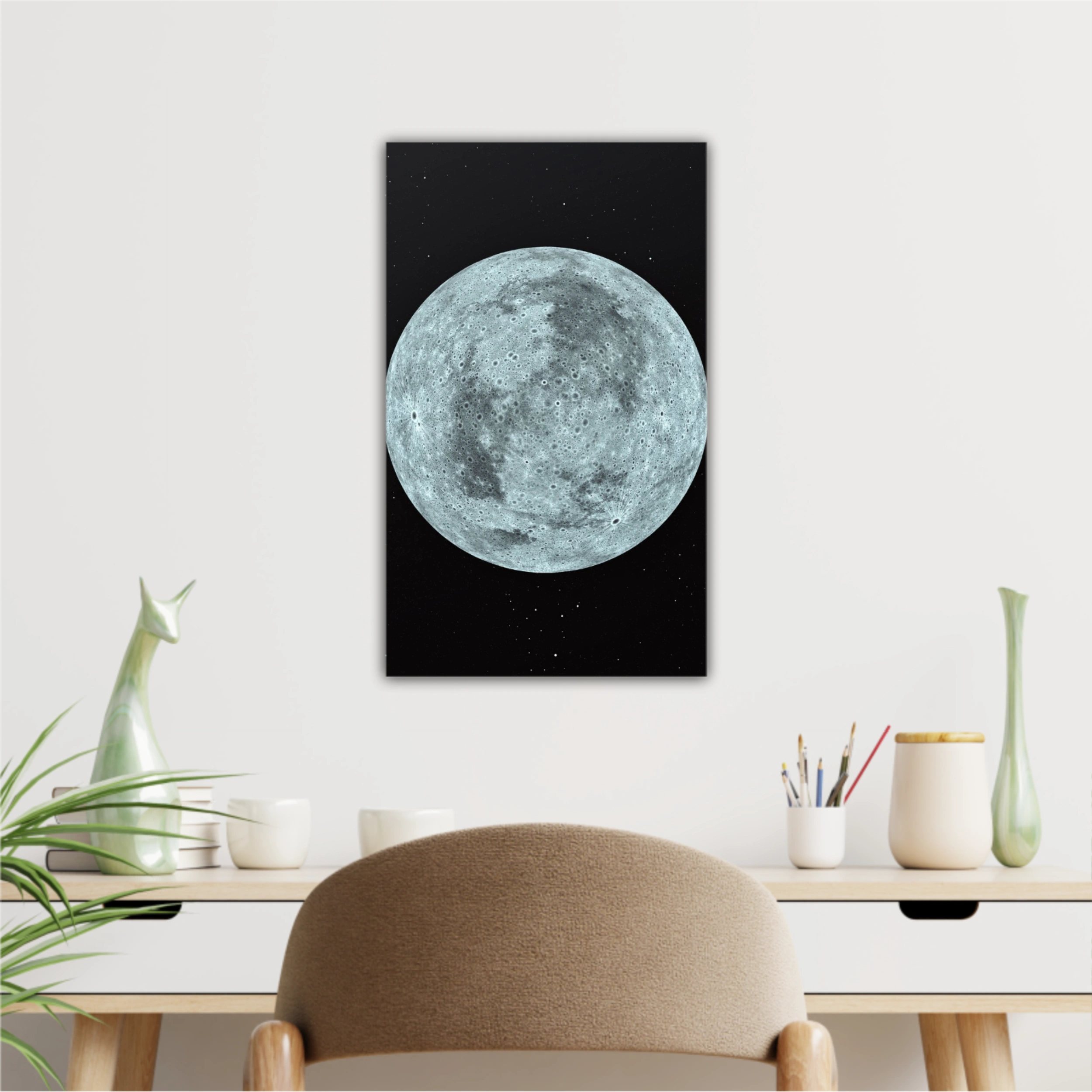 3D rendering of the moon with star sky background