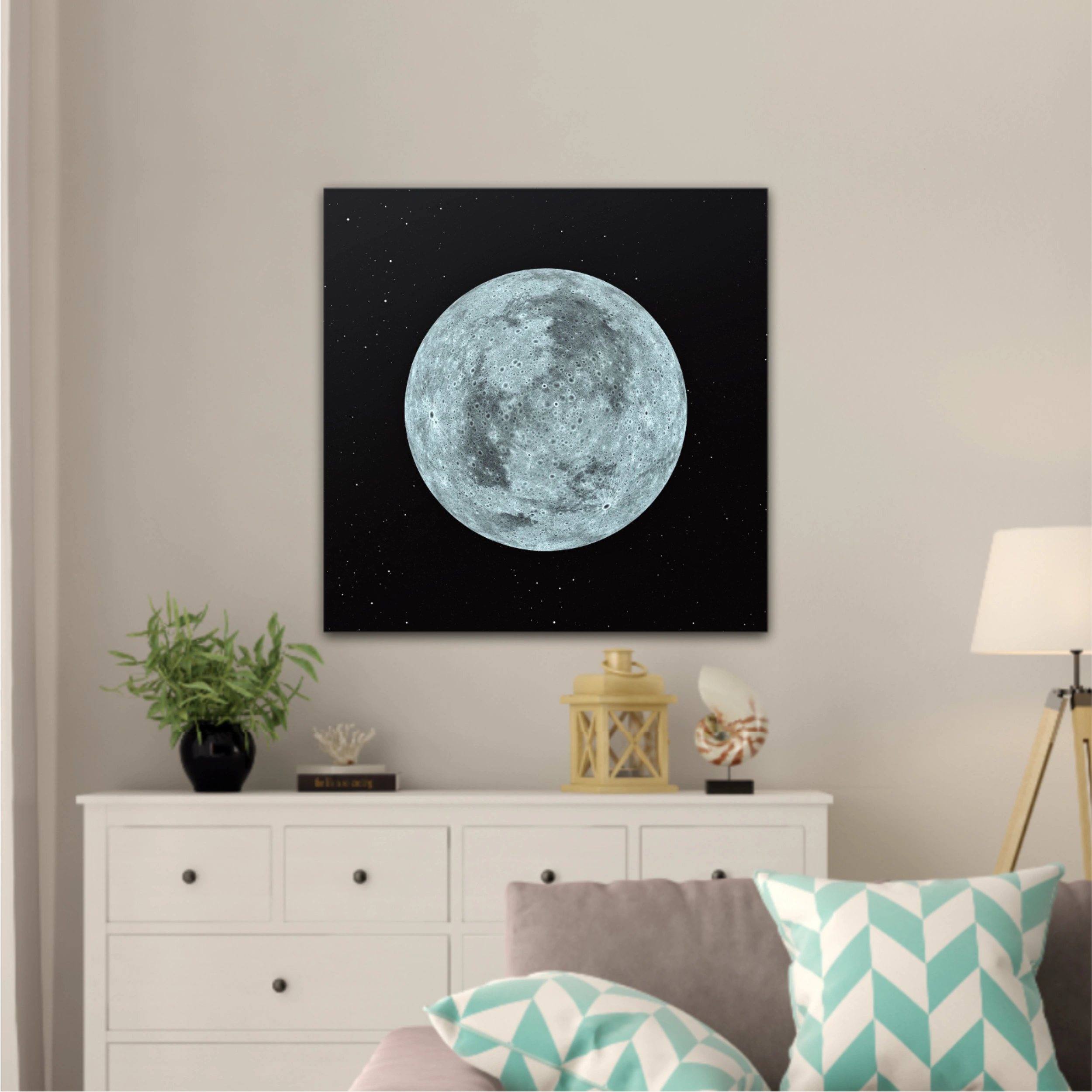 3D rendering of the moon with star sky background