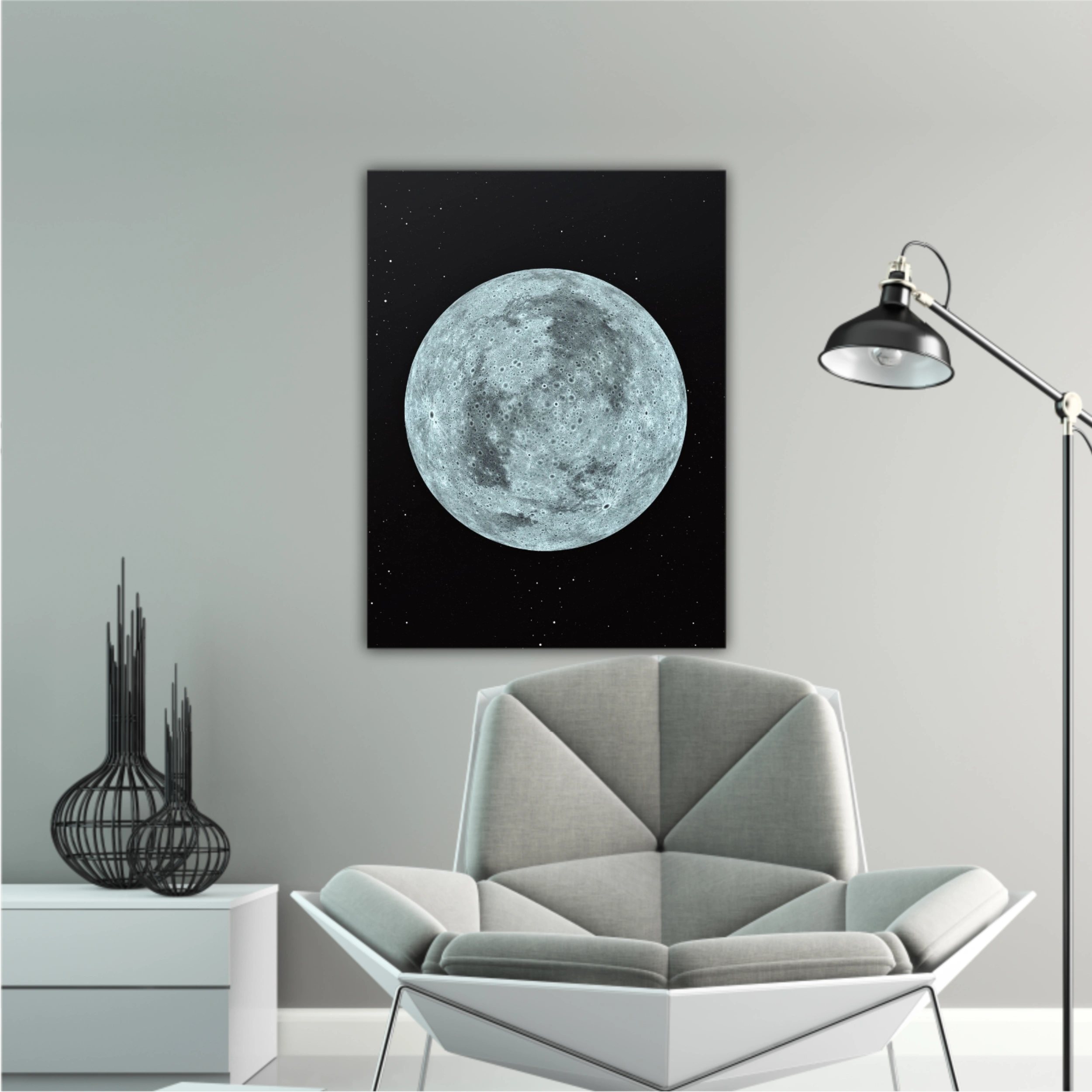 3D rendering of the moon with star sky background