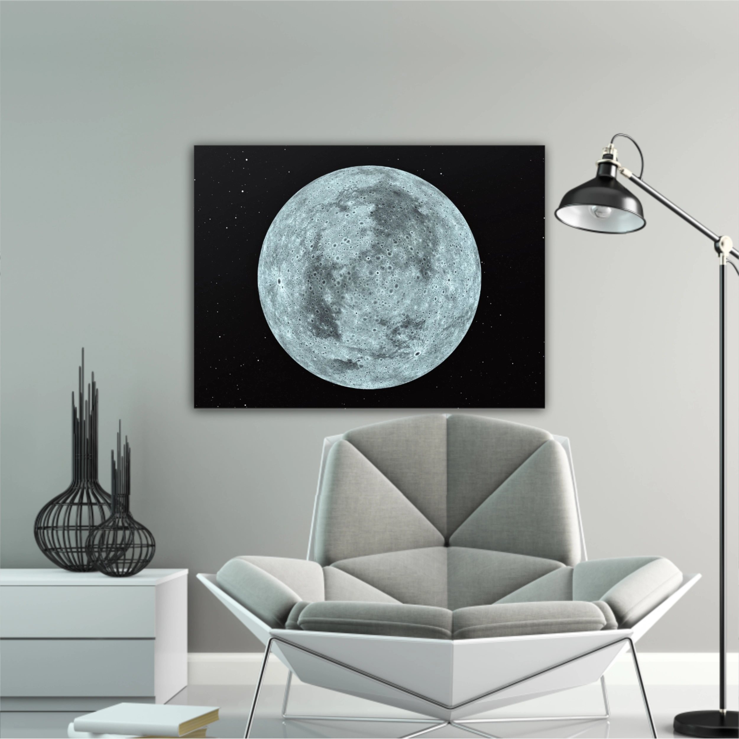 3D rendering of the moon with star sky background