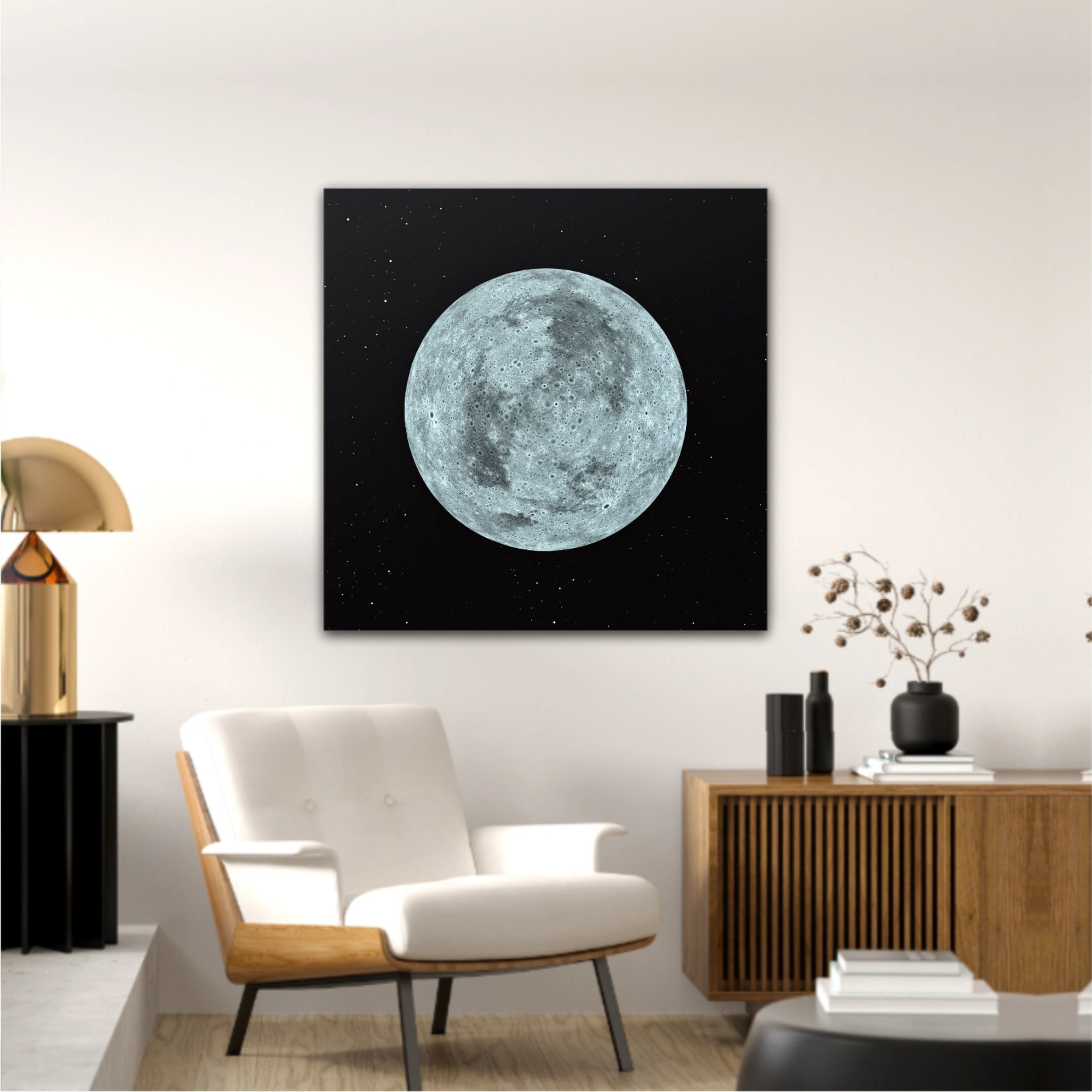 3D rendering of the moon with star sky background