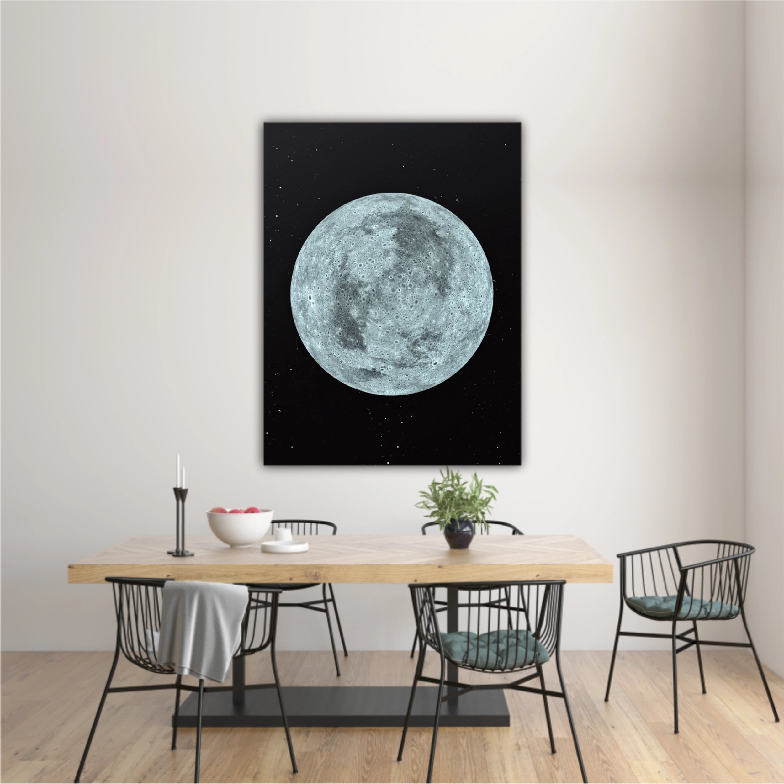 3D rendering of the moon with star sky background