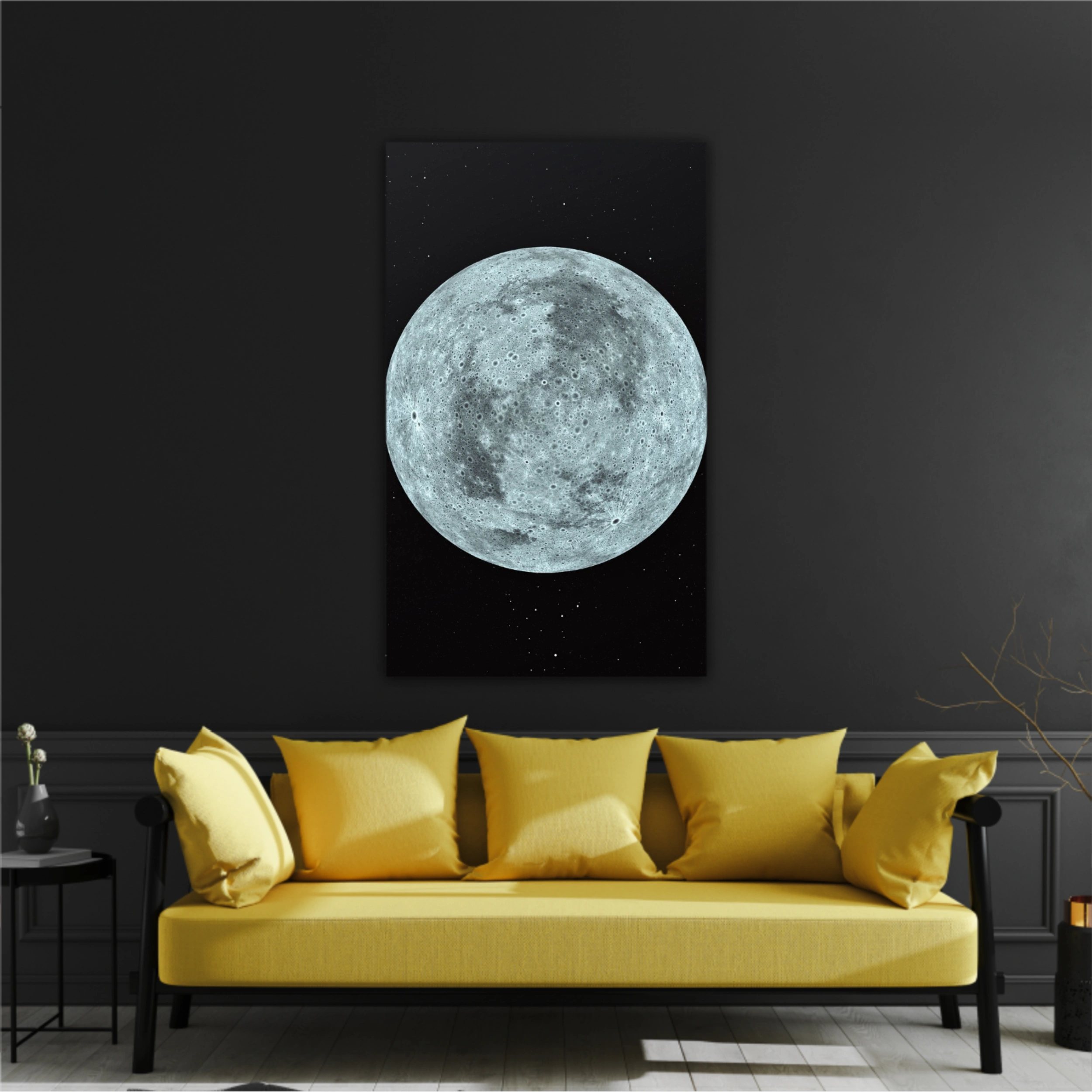 3D rendering of the moon with star sky background