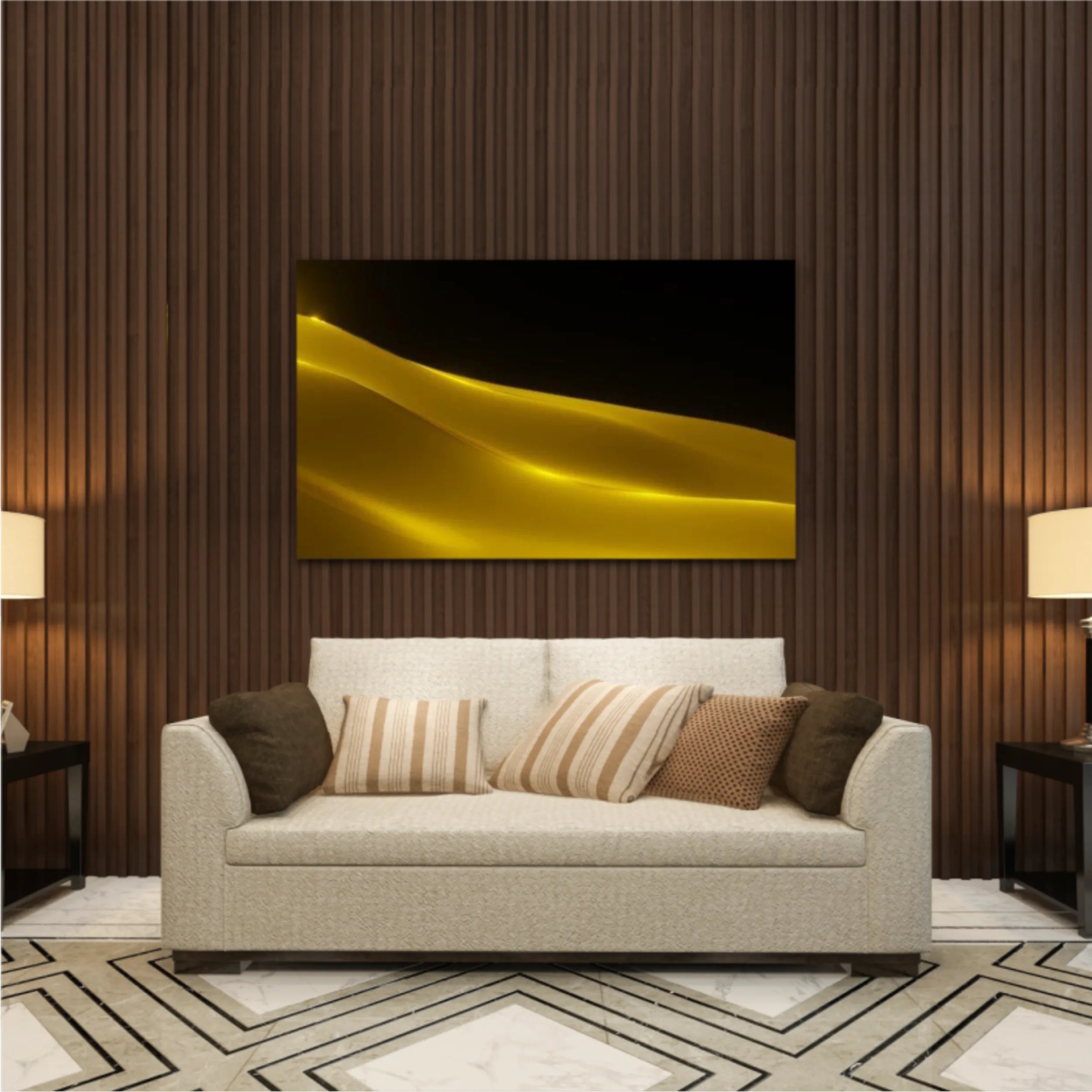 Gold liquid wave - 3D rendering