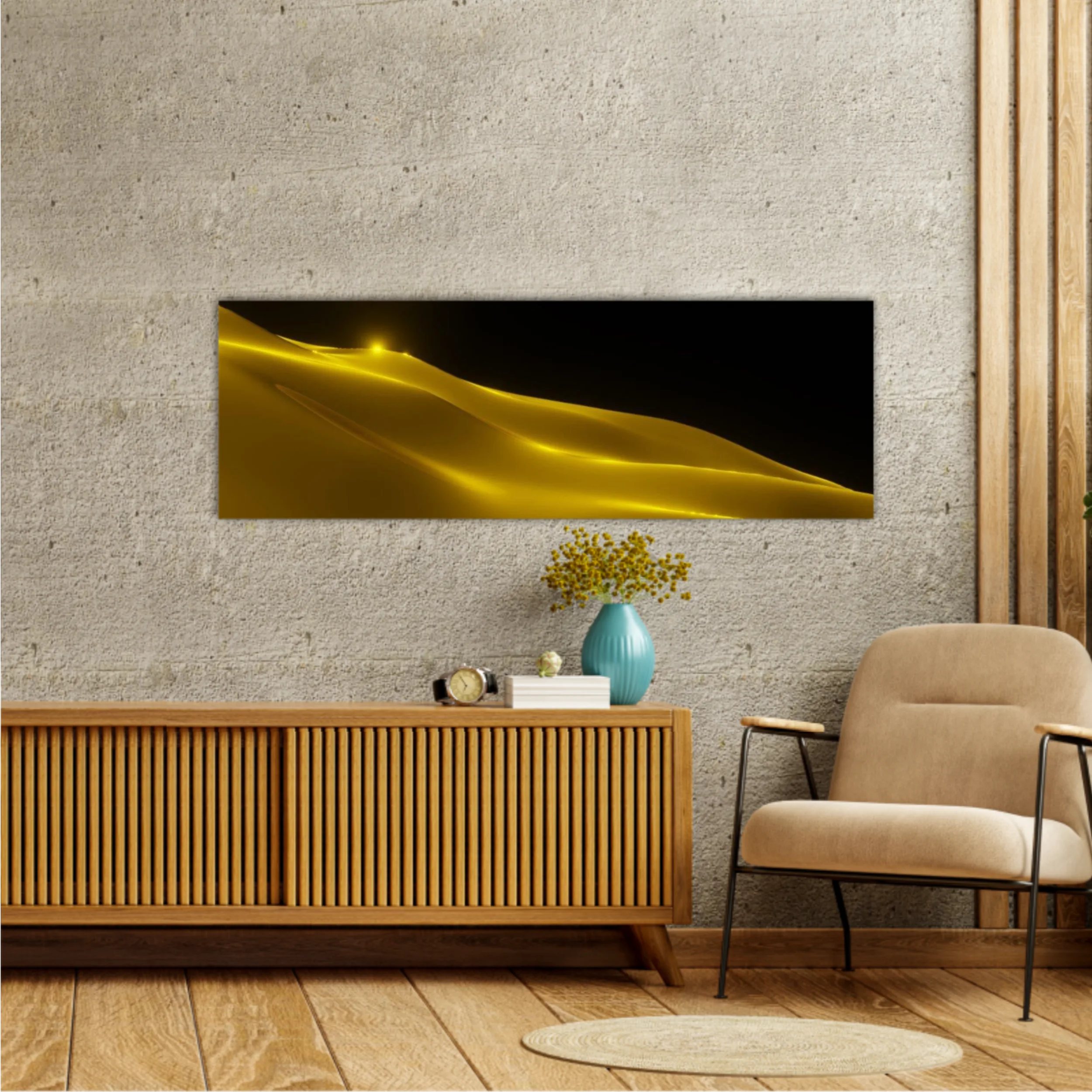 Gold liquid wave - 3D rendering