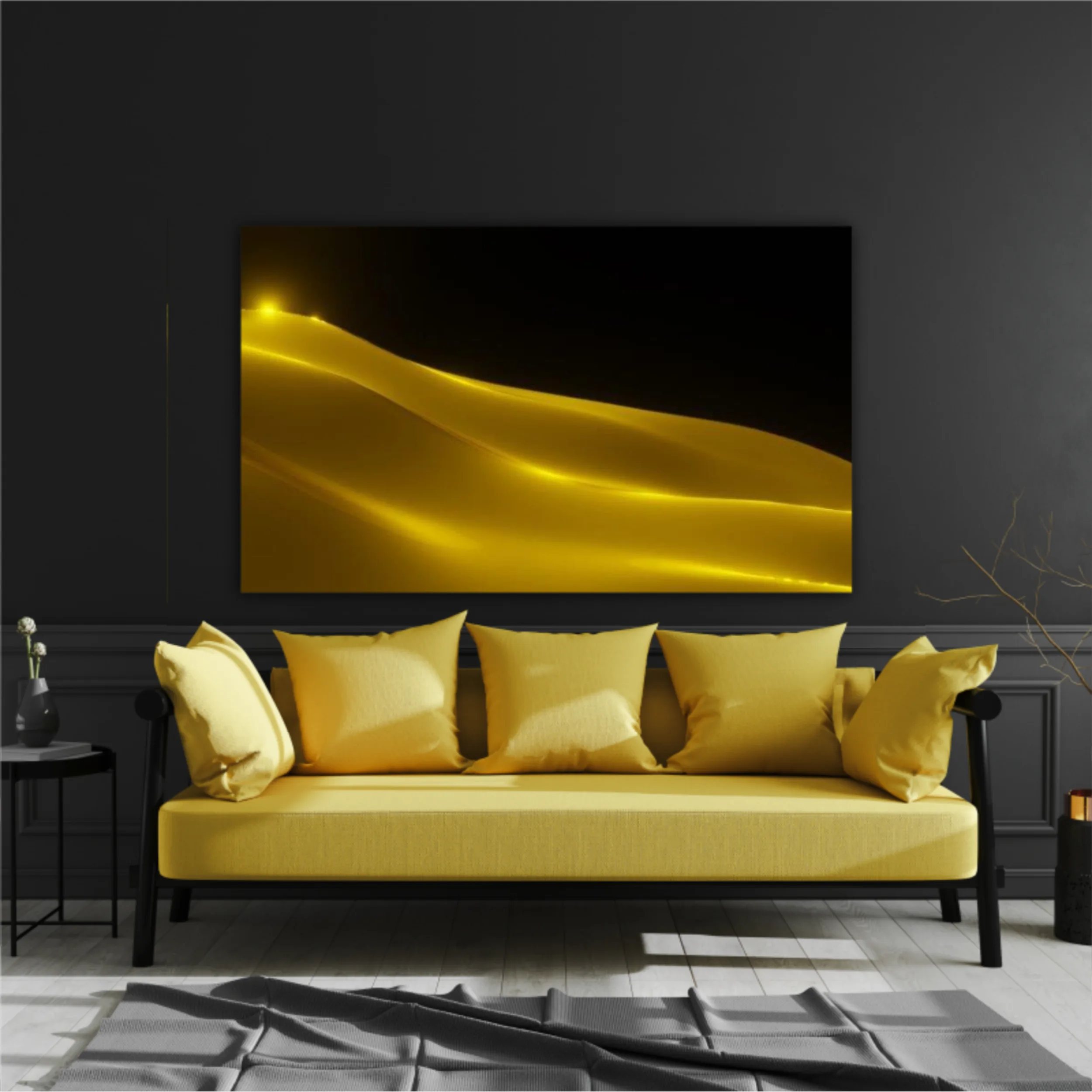 Gold liquid wave - 3D rendering