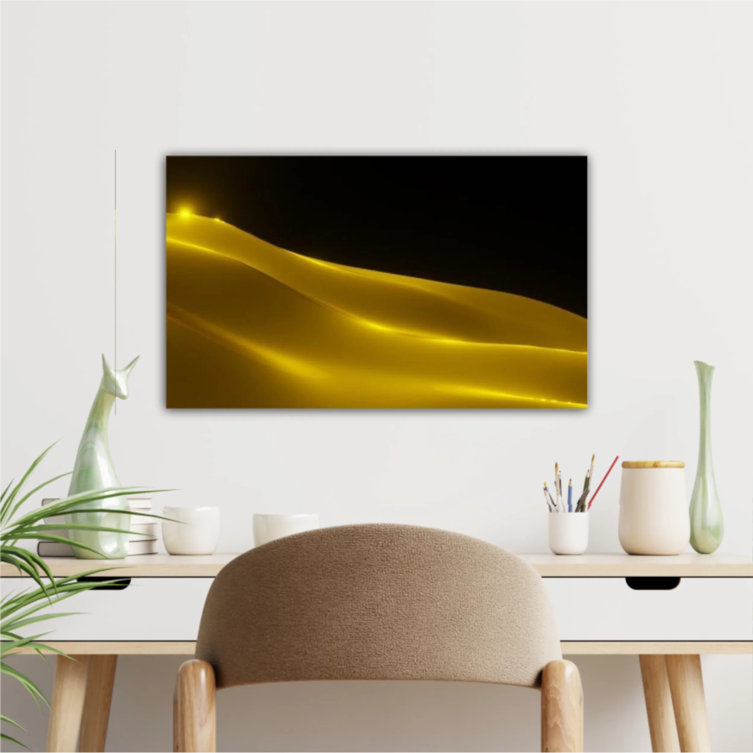 Gold liquid wave - 3D rendering