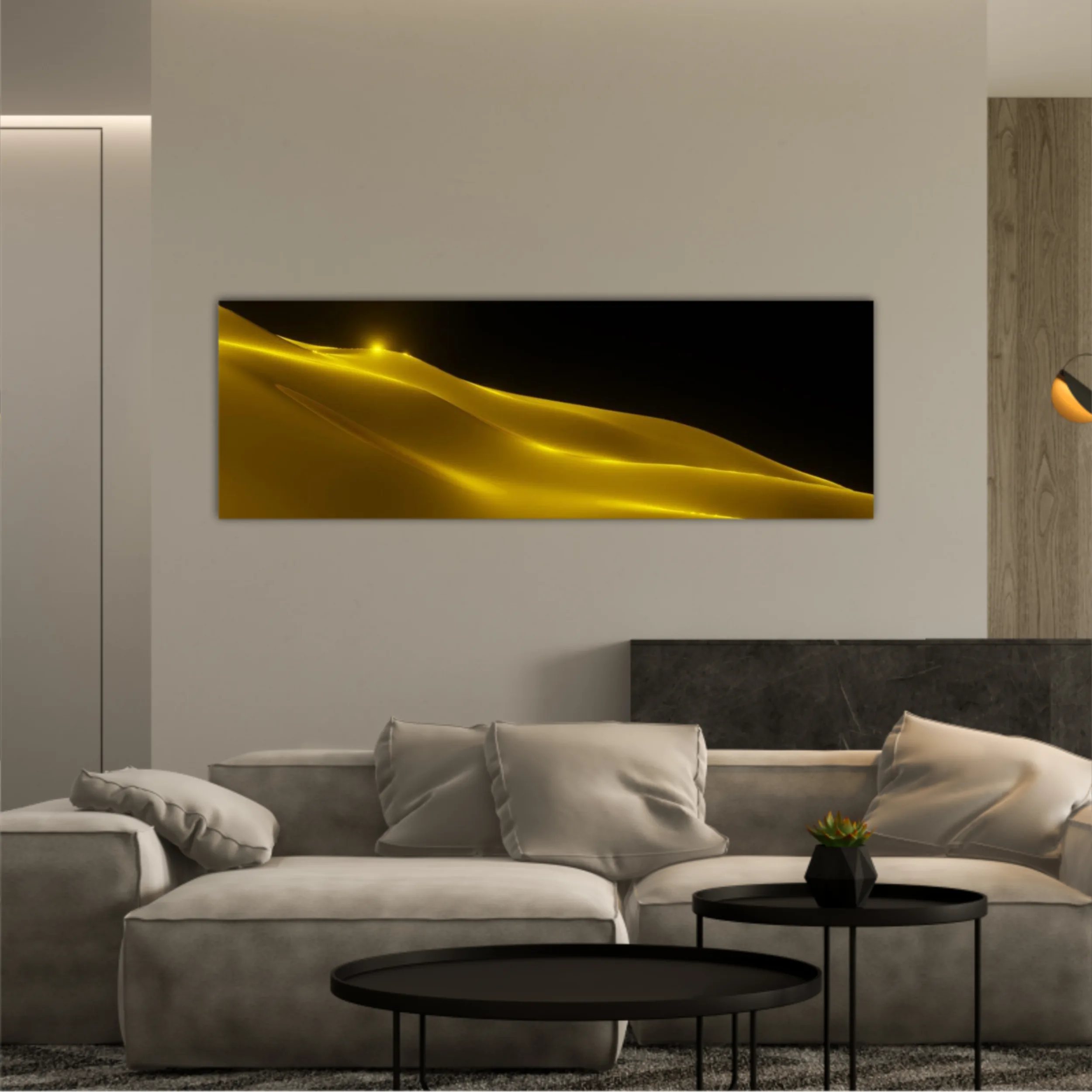 Gold liquid wave - 3D rendering