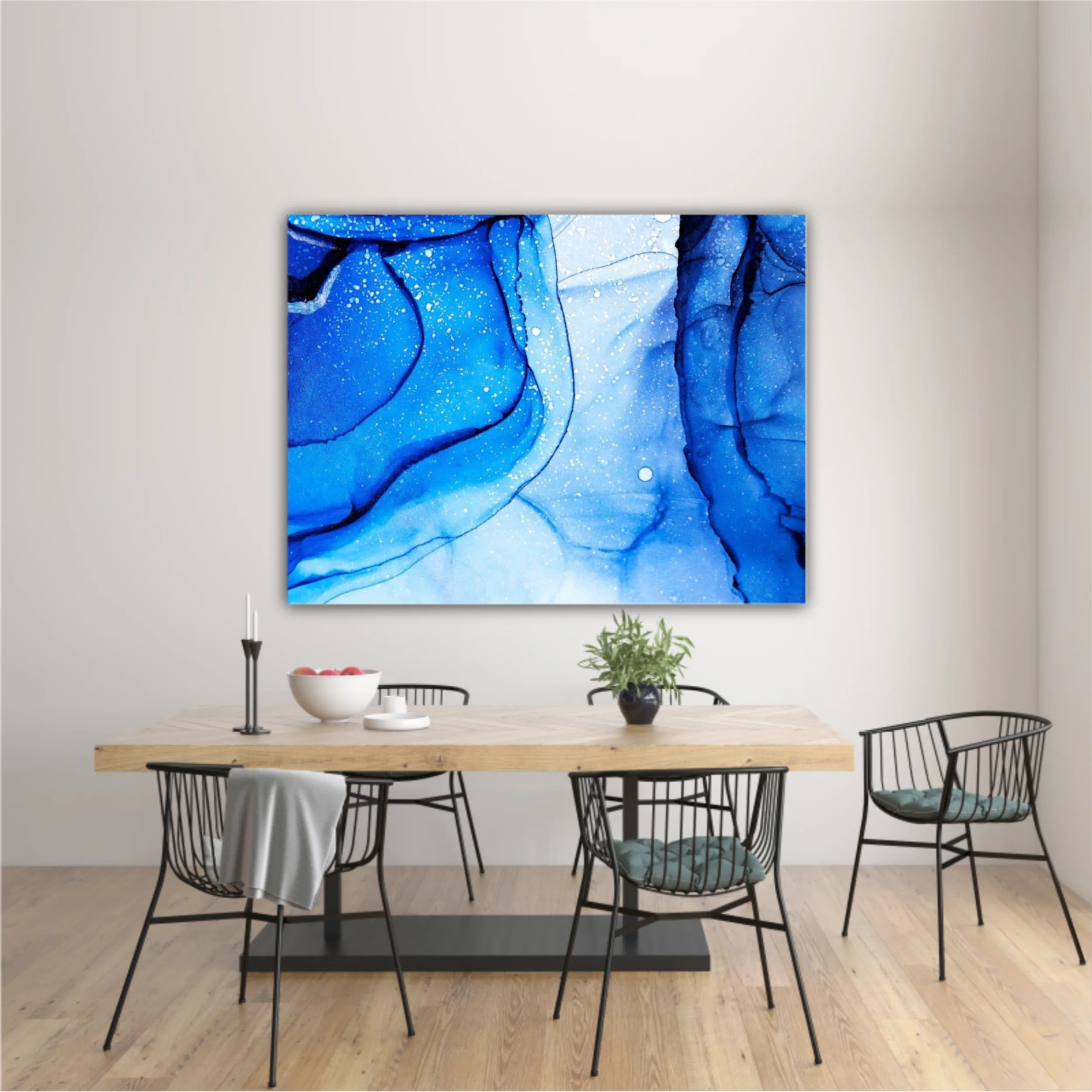 Blue and white alcohol ink abstract