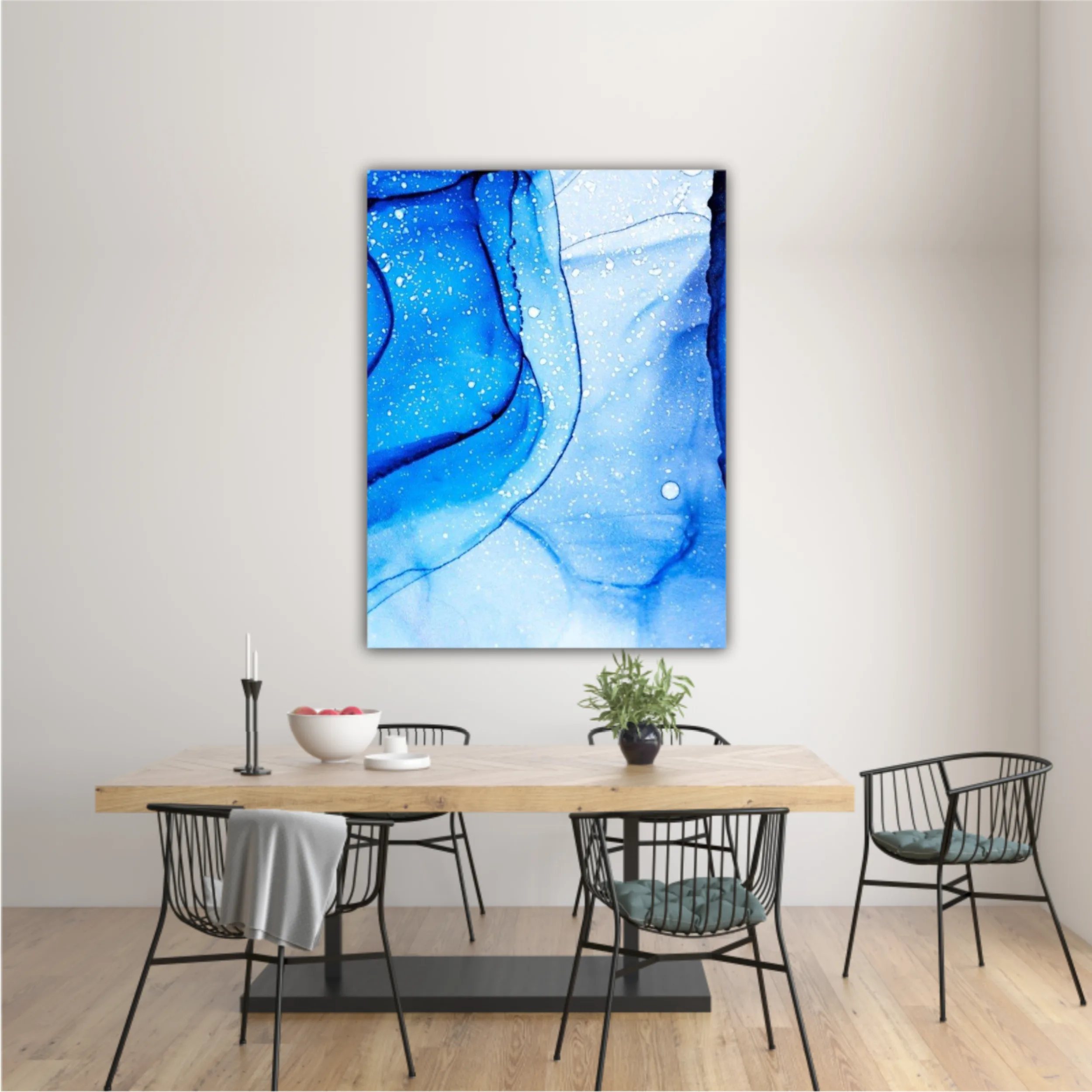 Blue and white alcohol ink abstract