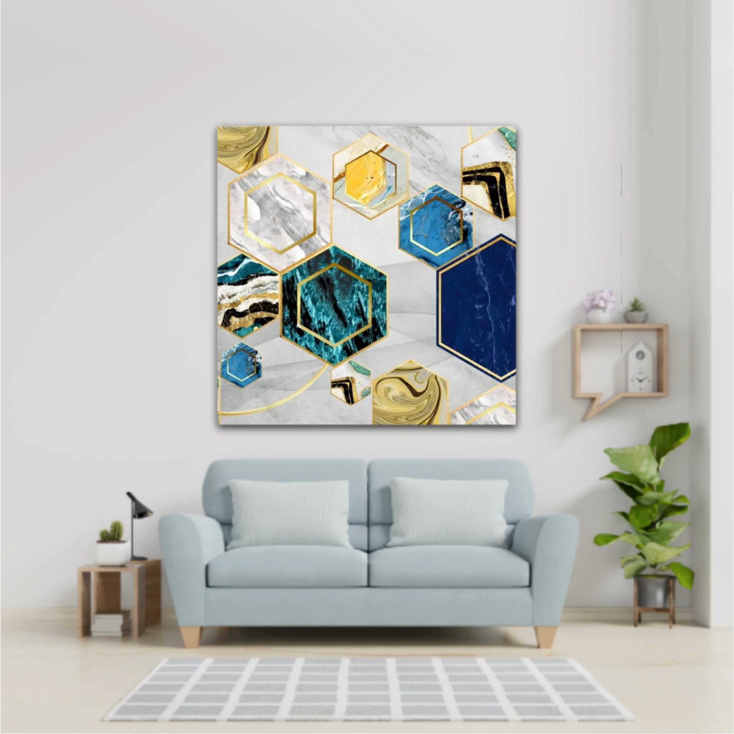 Marble with golden lines in Hexagon shape