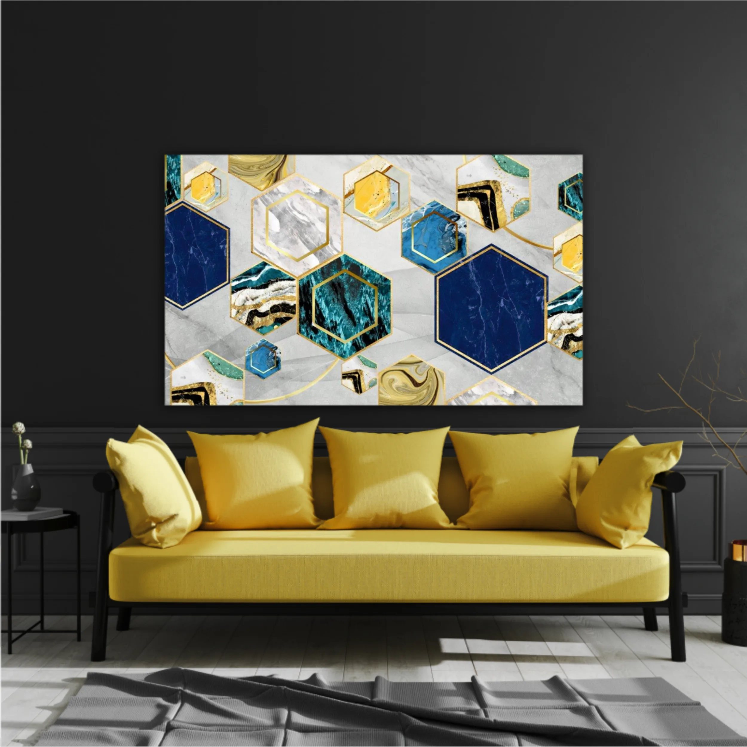 Marble with golden lines in Hexagon shape