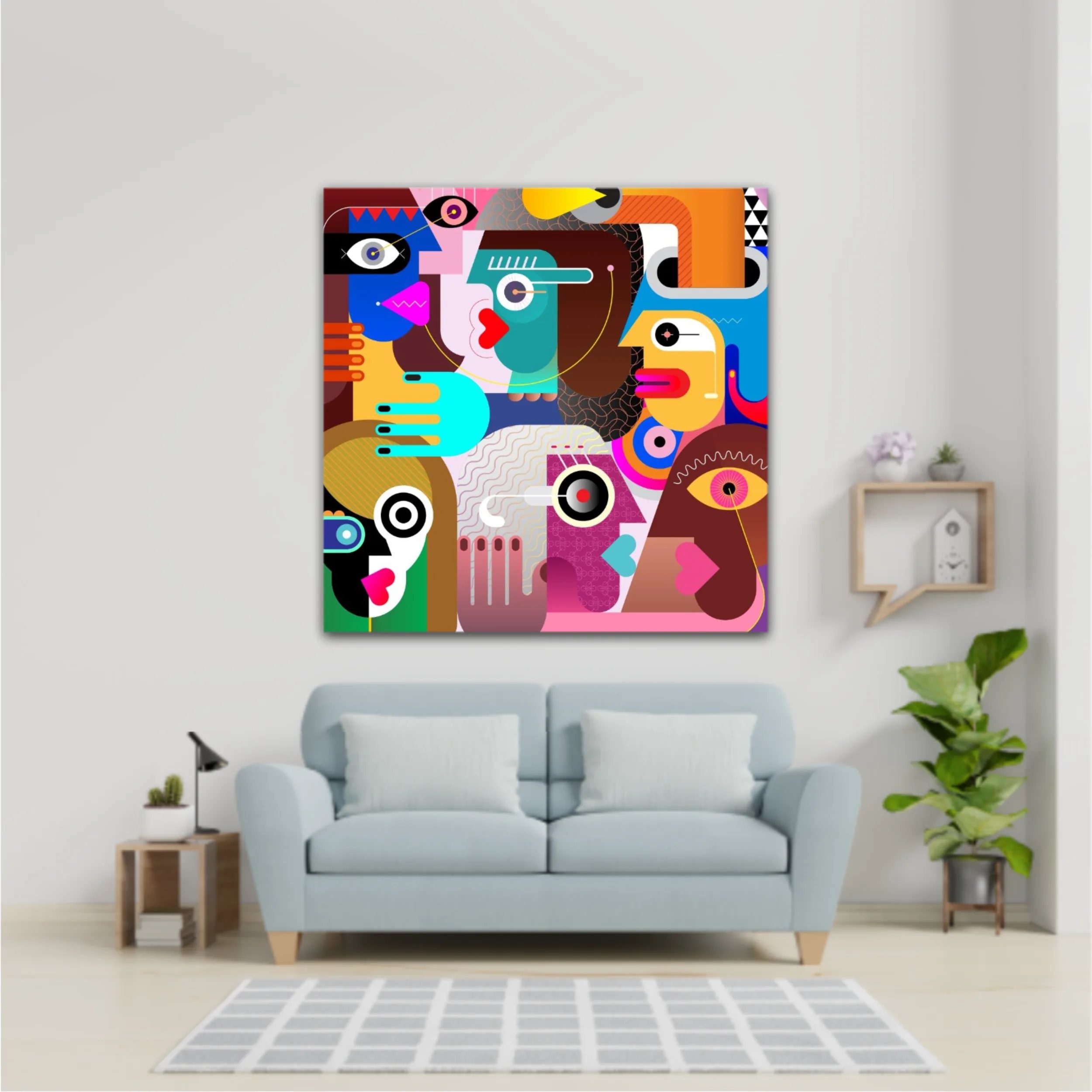 Large group of various people abstract modern art vector illustration. (EN)