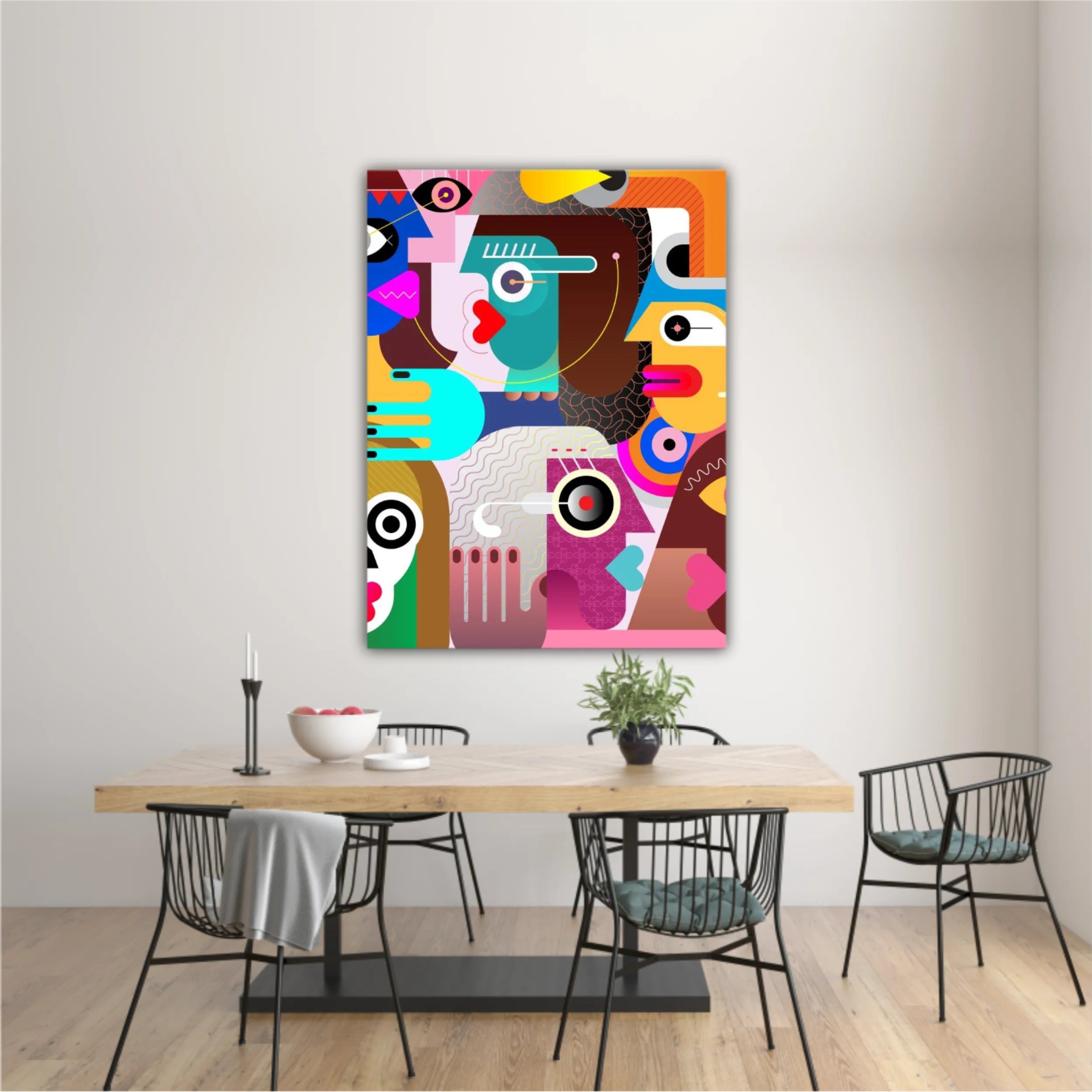 Large group of various people abstract modern art vector illustration. (EN)