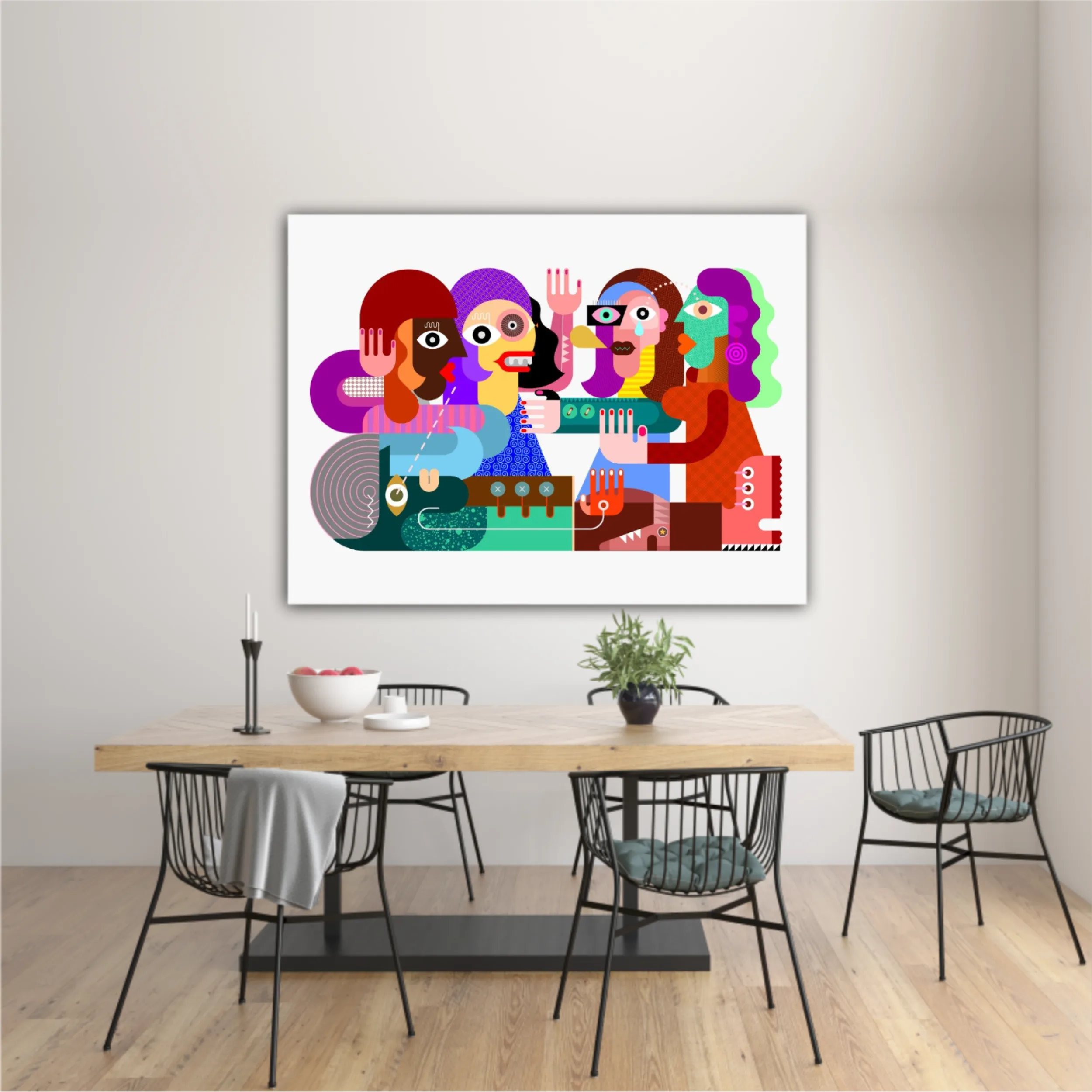 Four women and one man vector illustration. (EN)