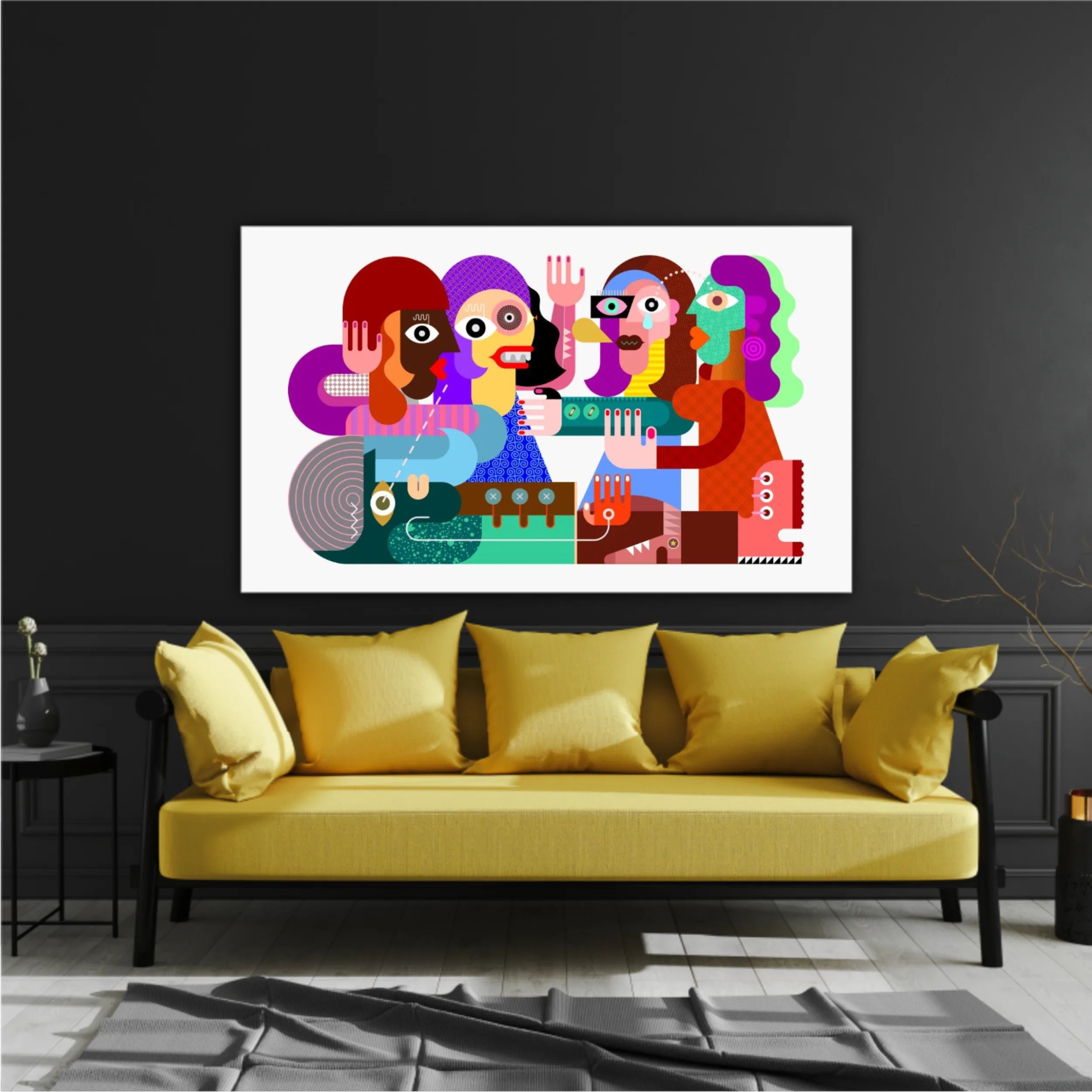 Four women and one man vector illustration. (EN)