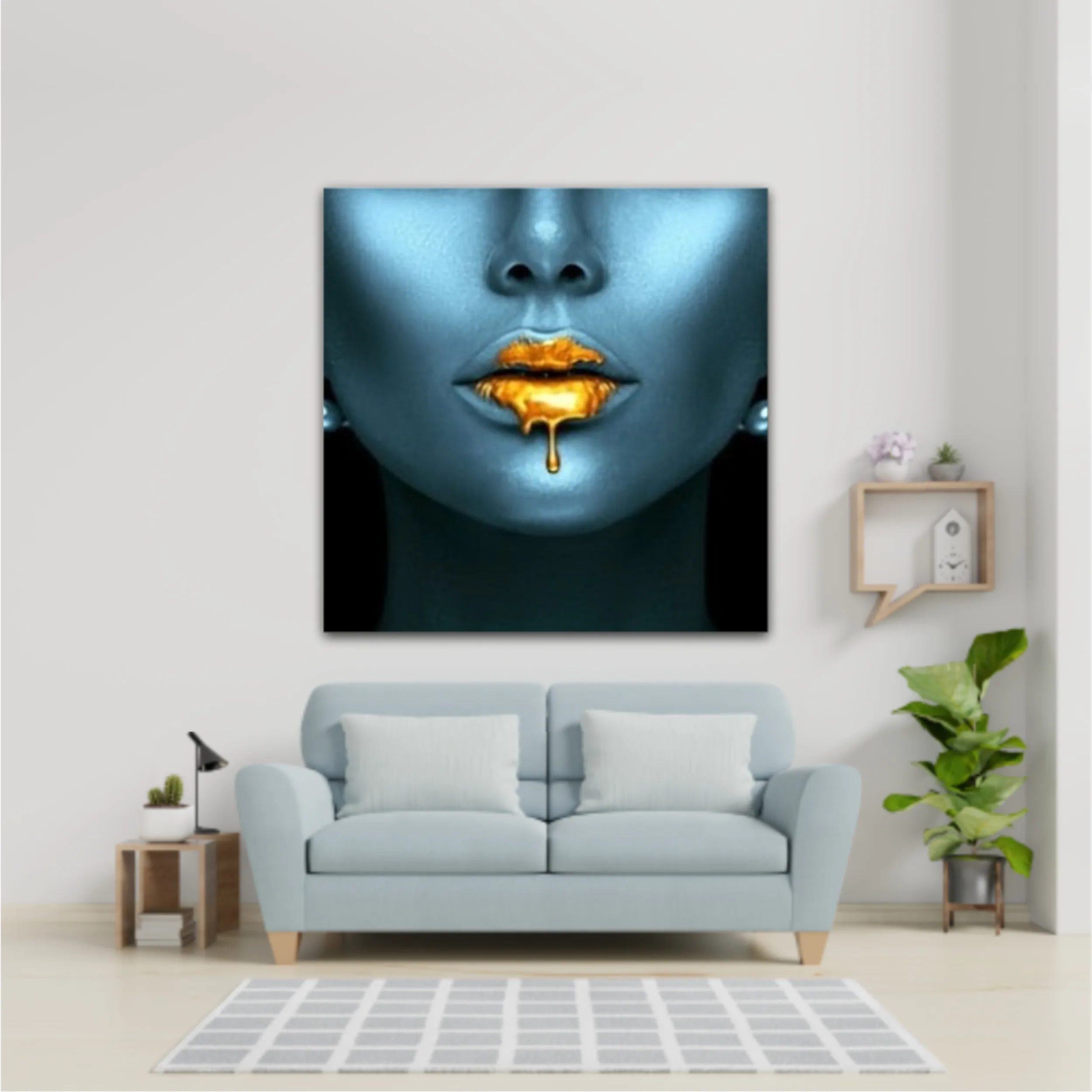 Blue beauty with golden details  Lips golden