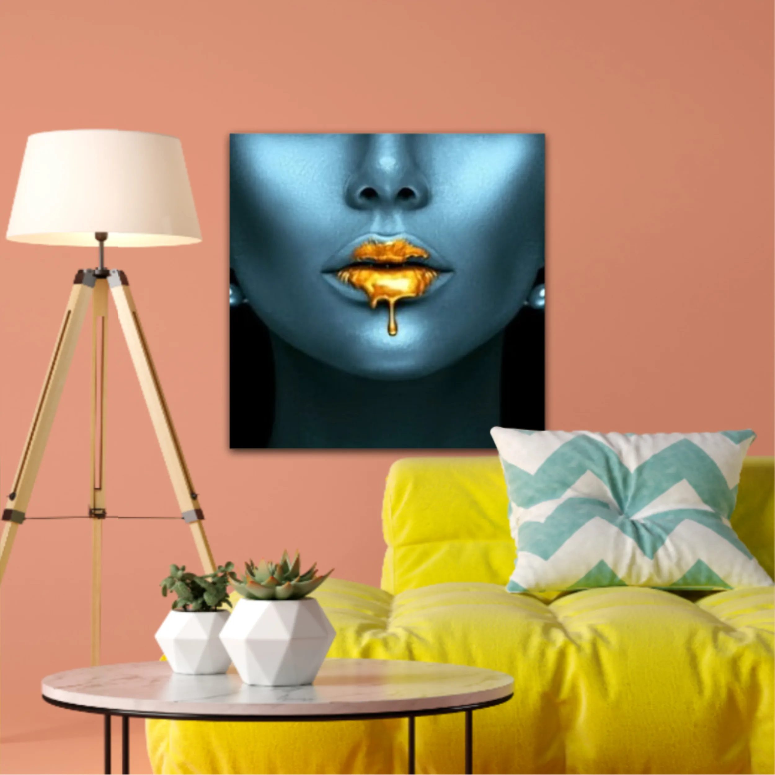 Blue beauty with golden details  Lips golden