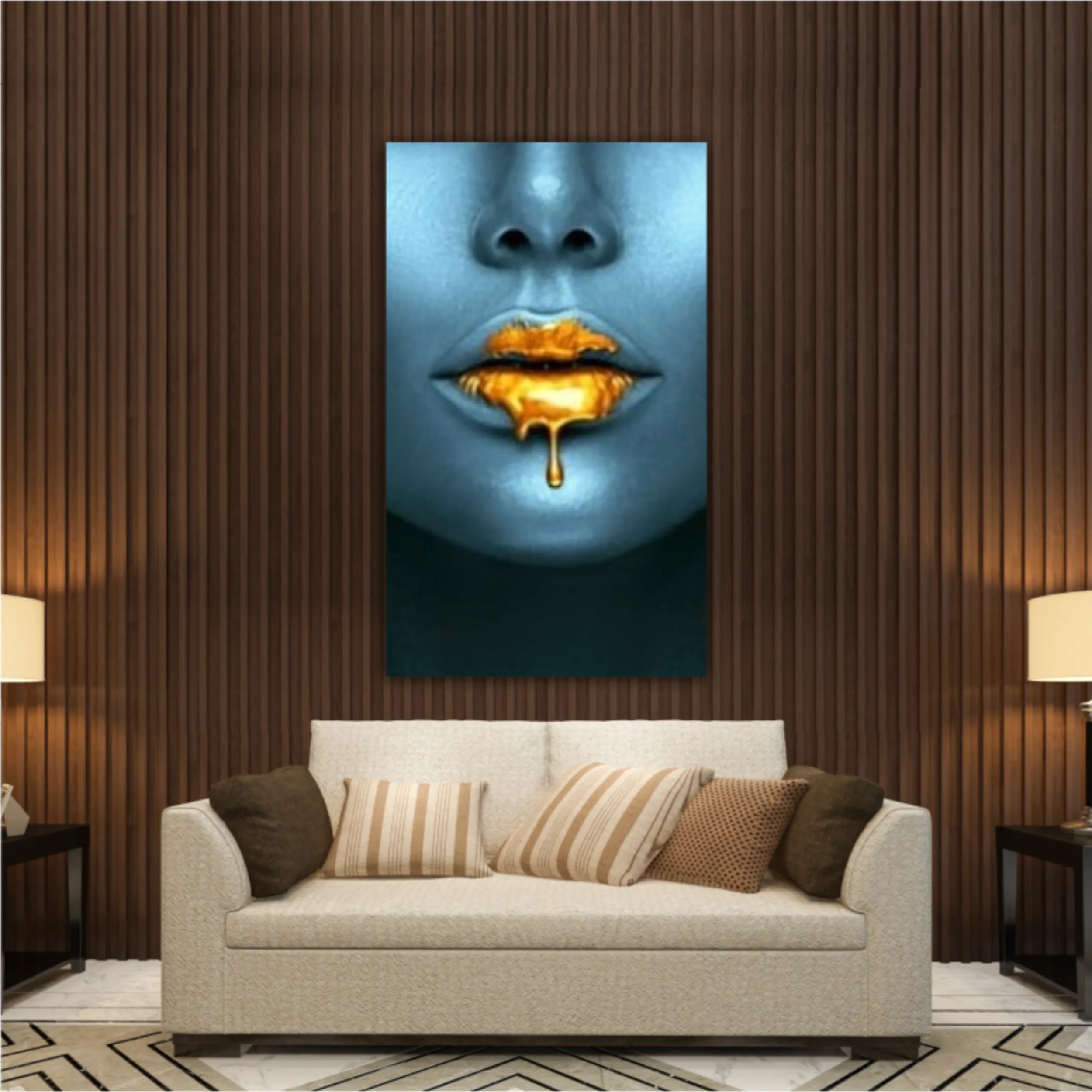 Blue beauty with golden details  Lips golden