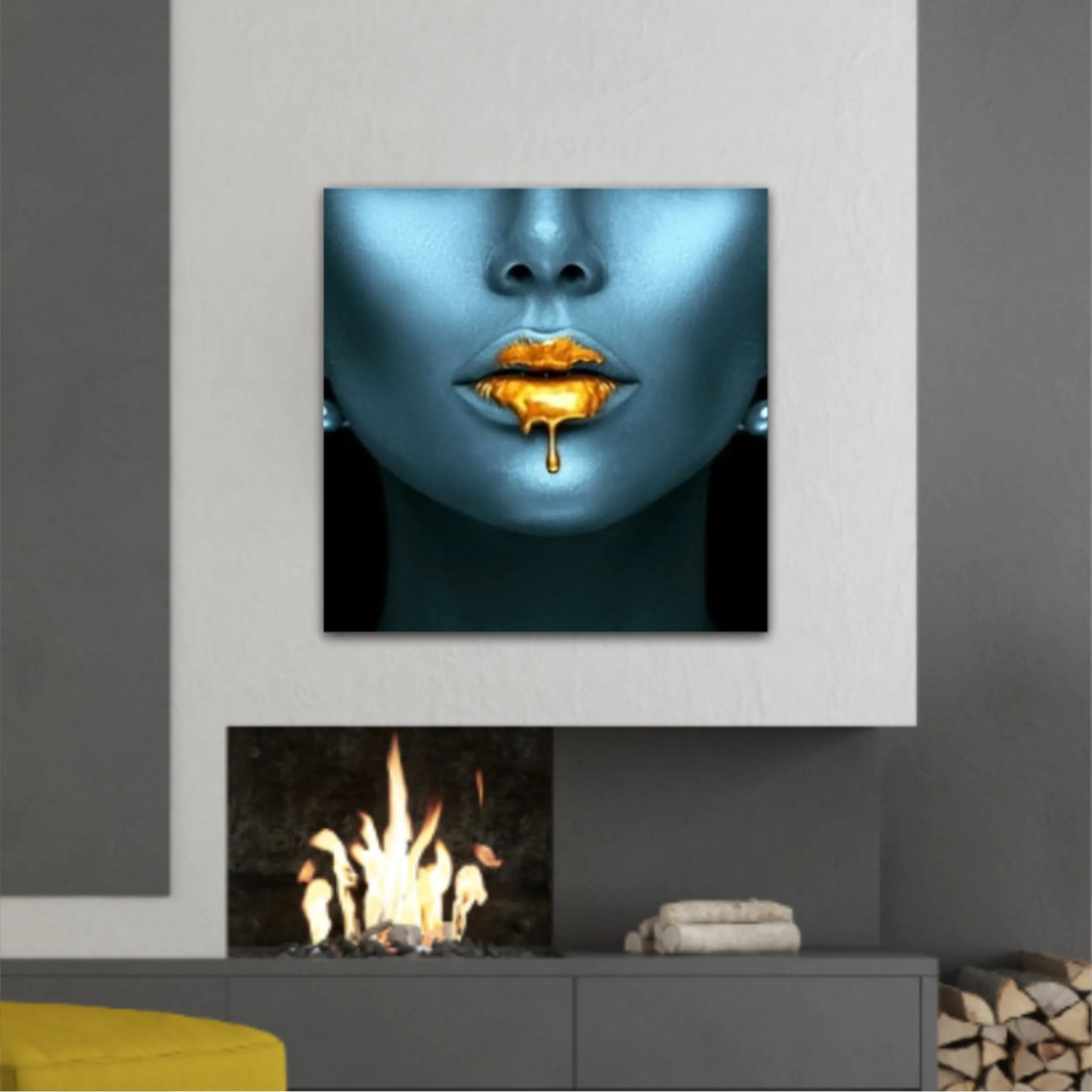 Blue beauty with golden details  Lips golden