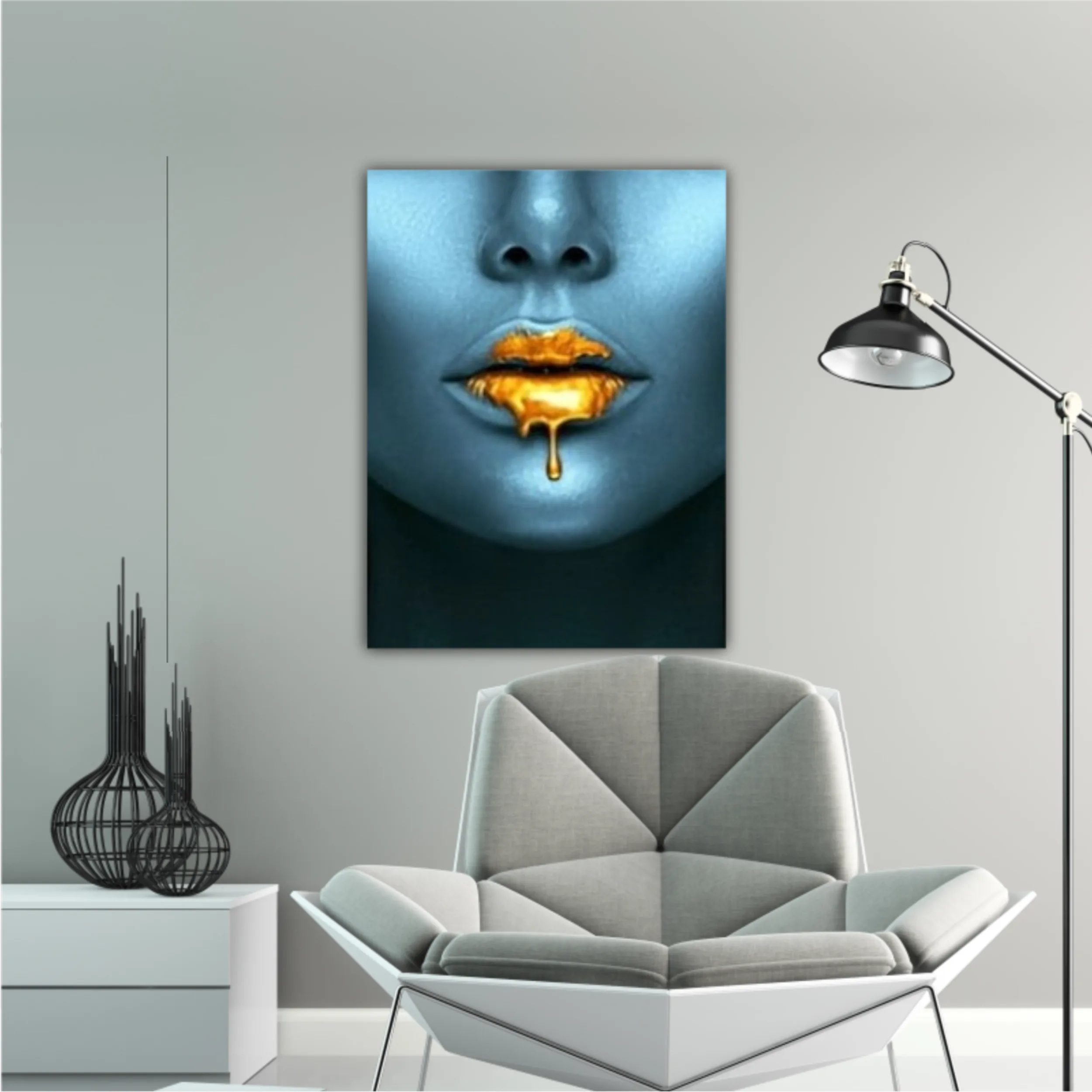 Blue beauty with golden details  Lips golden