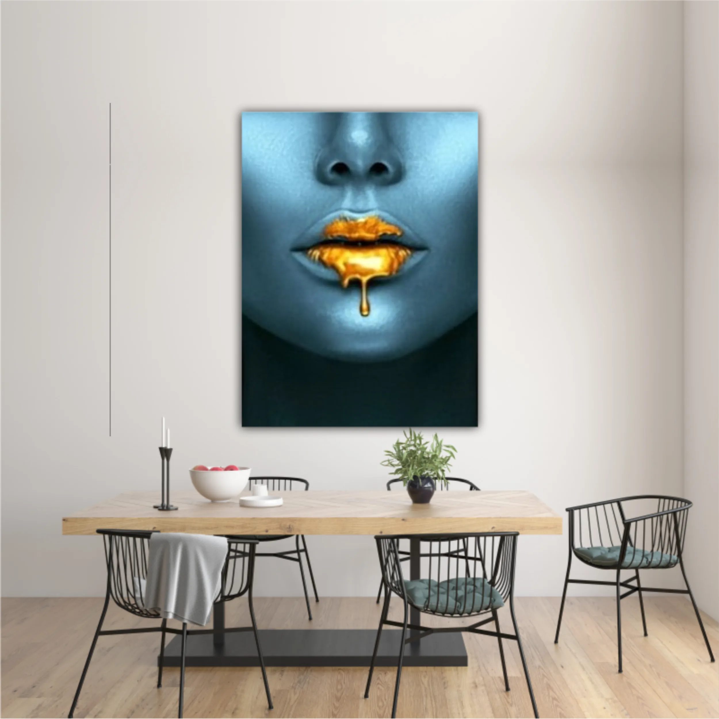 Blue beauty with golden details  Lips golden