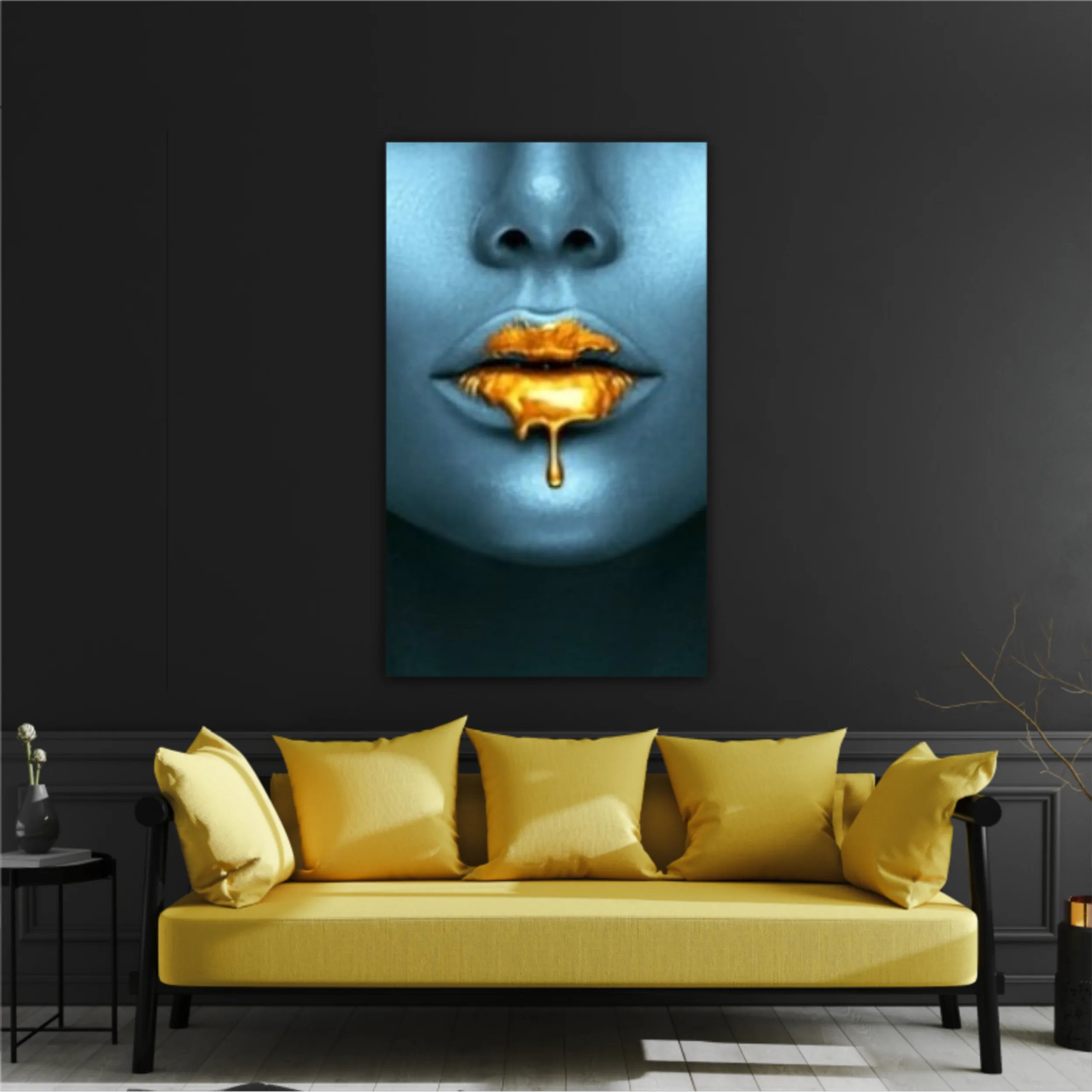 Blue beauty with golden details  Lips golden