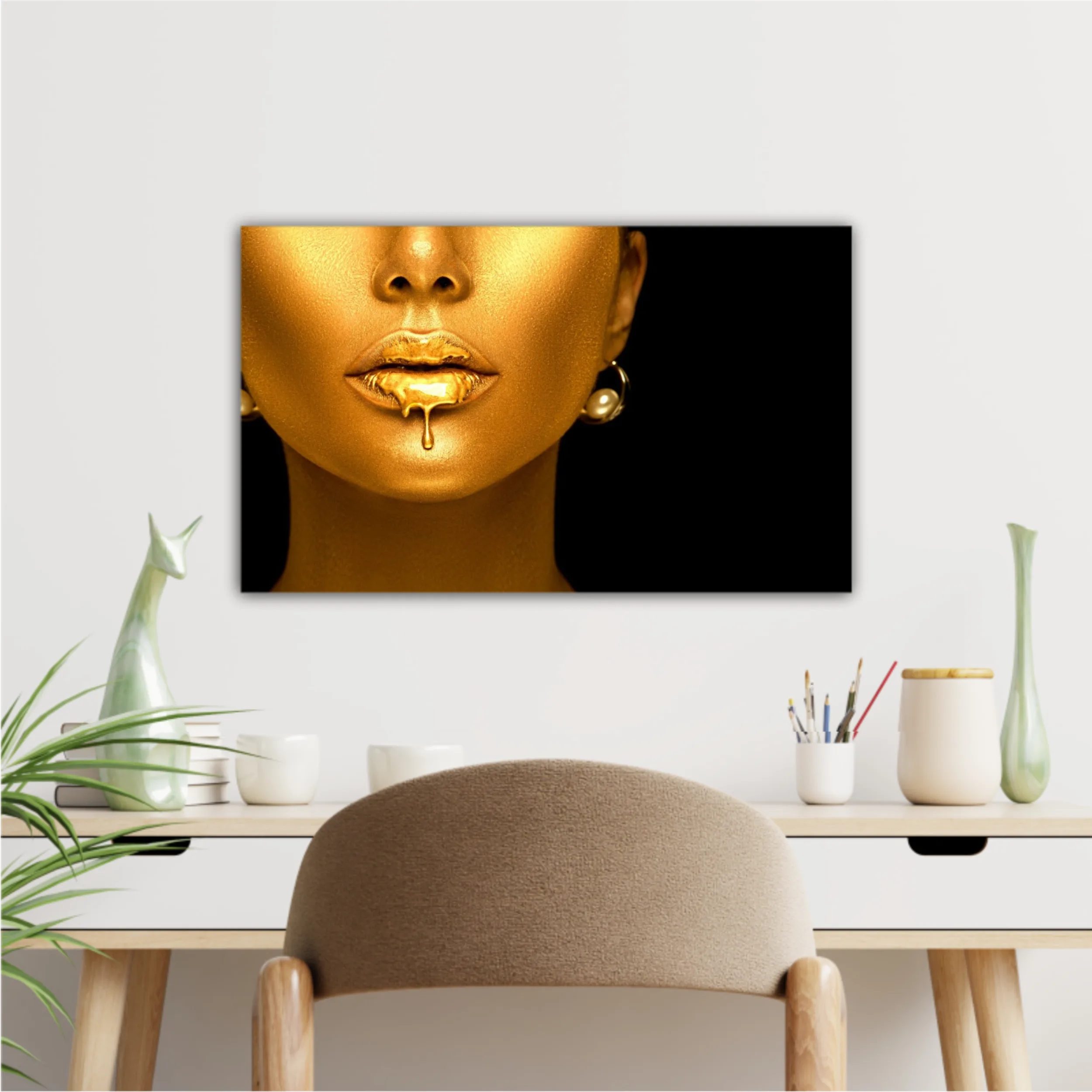 Women in golden makeup