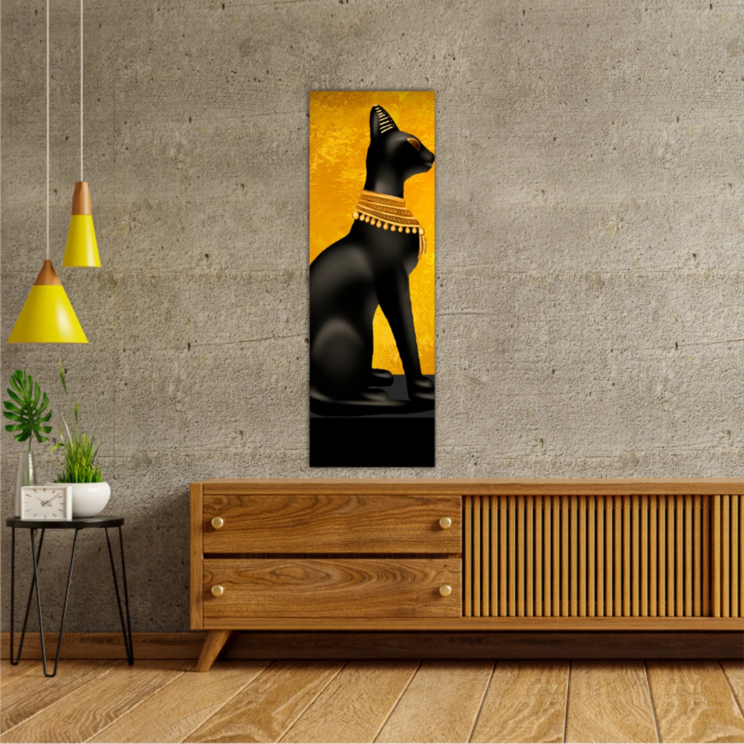 Egyptian asbstract background, goddess of Egypt Bastet, abstract golden background