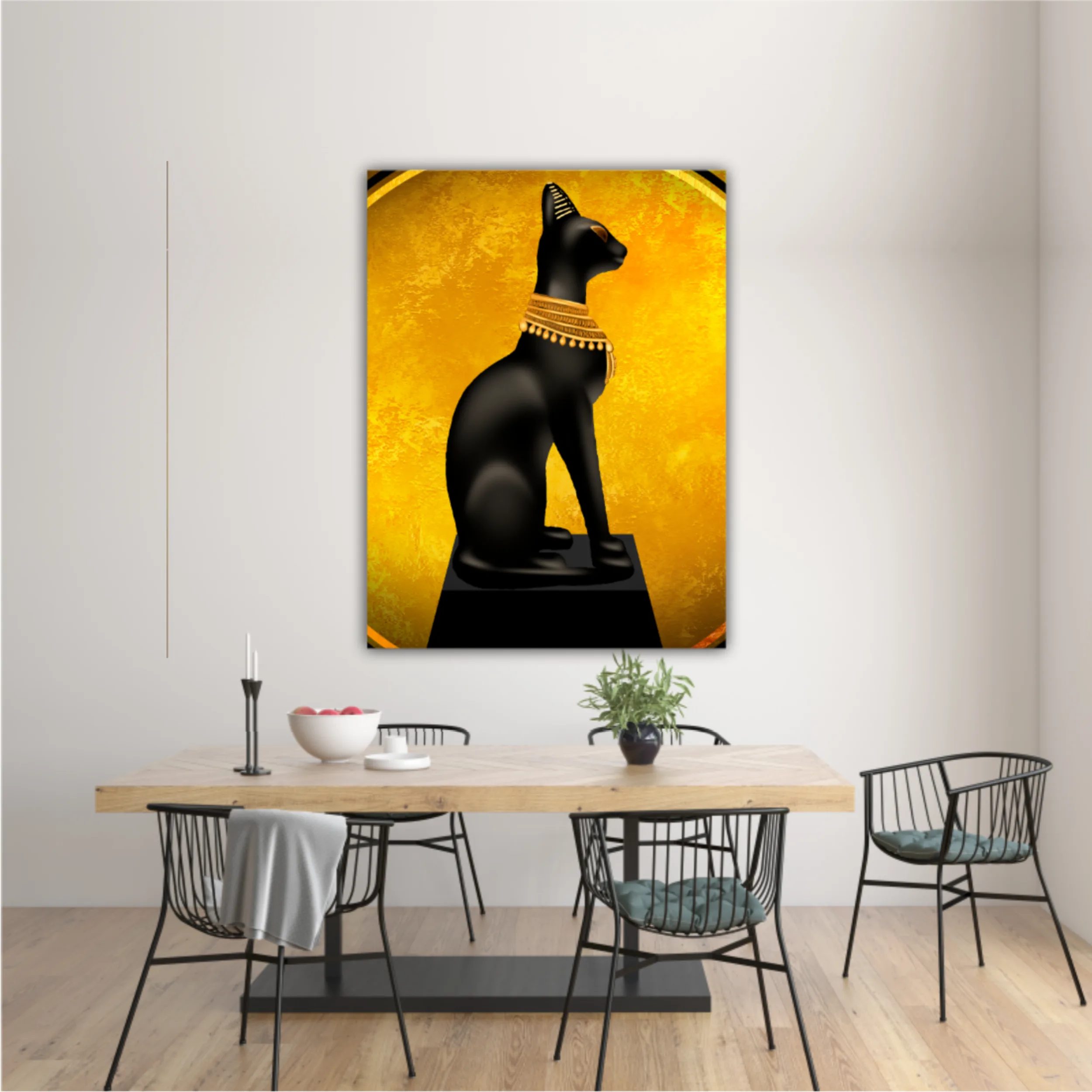 Egyptian asbstract background, goddess of Egypt Bastet, abstract golden background