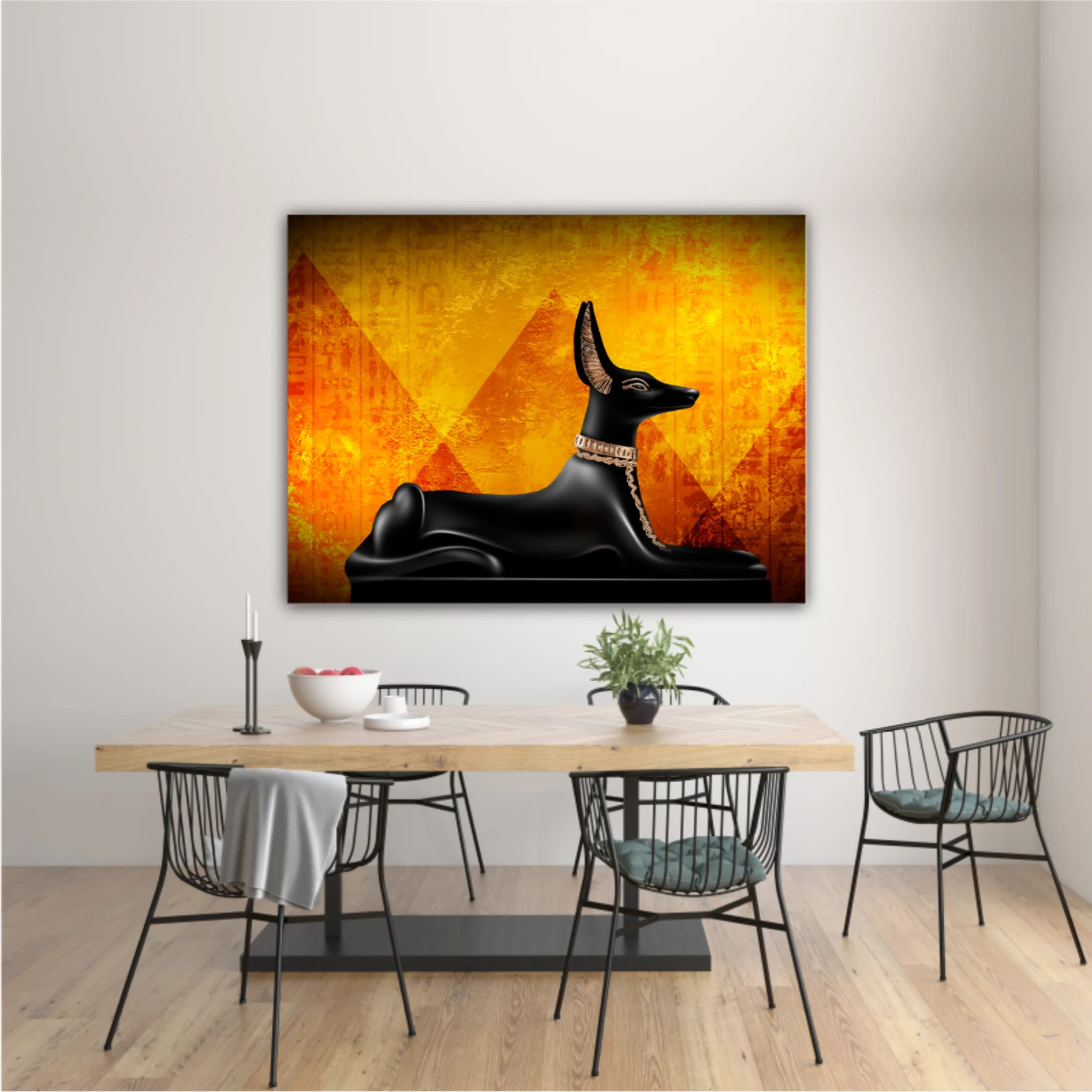 Egyptian asbstract background, abstract golden background. Anubis of Ancient Egypt (God of Death)