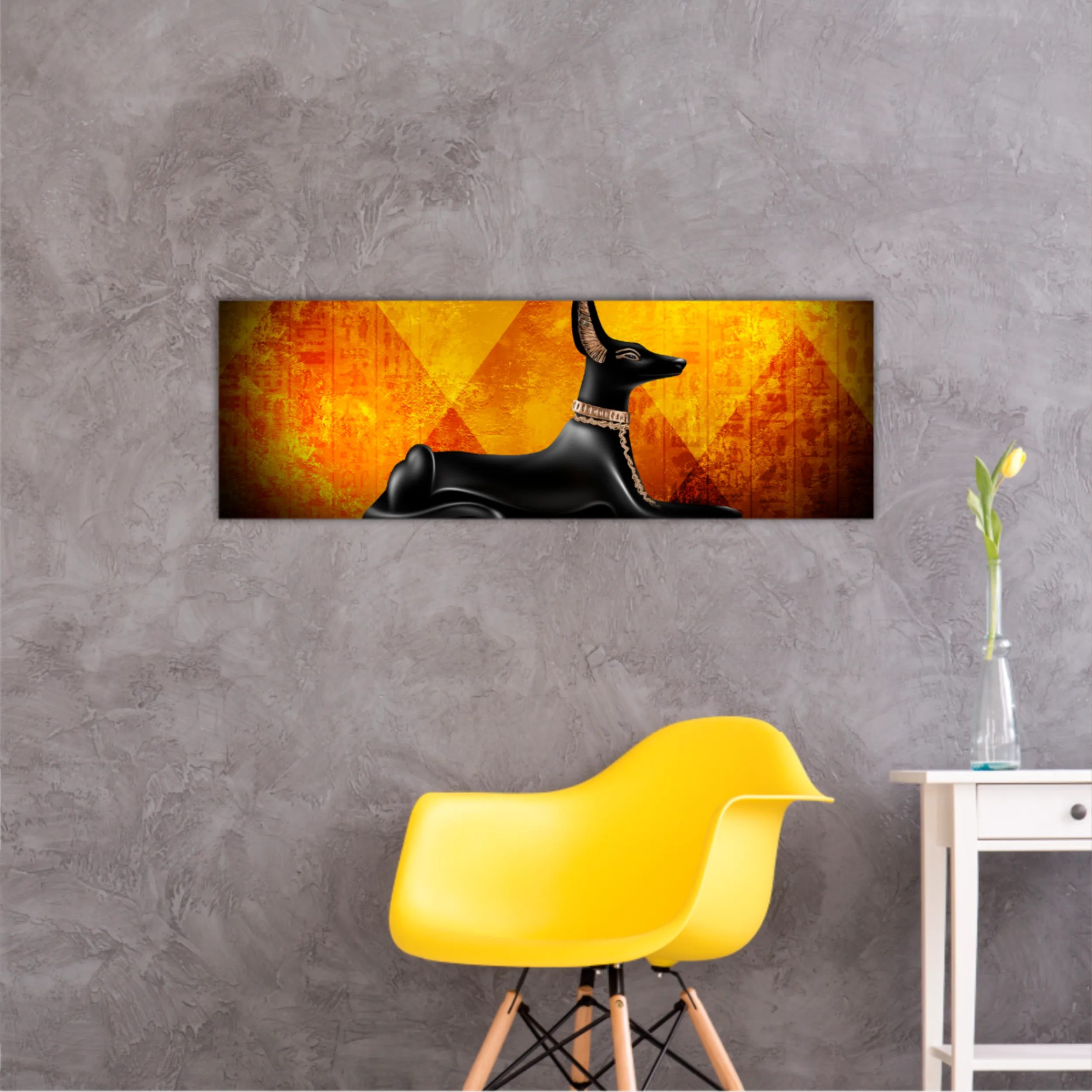 Egyptian asbstract background, abstract golden background. Anubis of Ancient Egypt (God of Death)