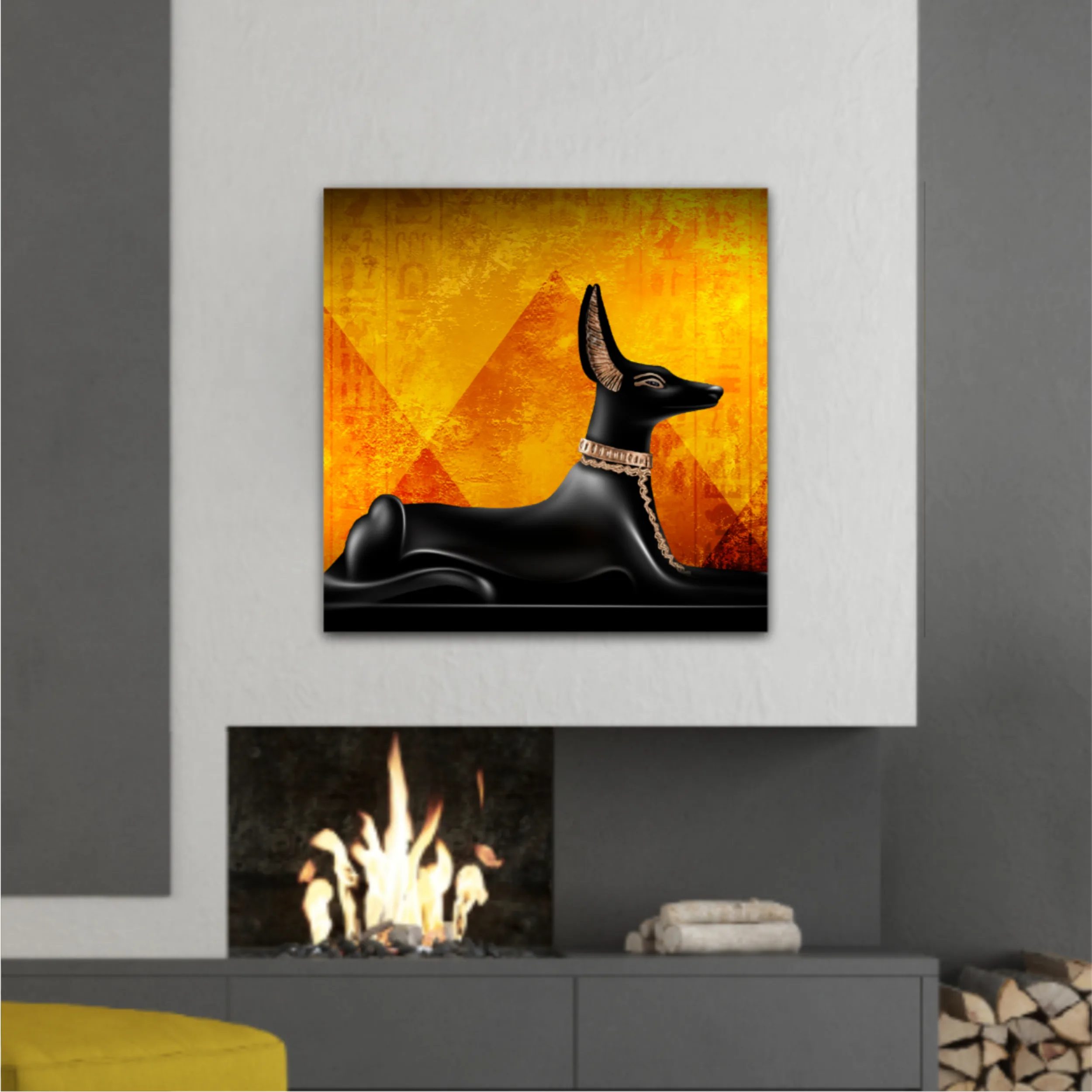 Egyptian asbstract background, abstract golden background. Anubis of Ancient Egypt (God of Death)