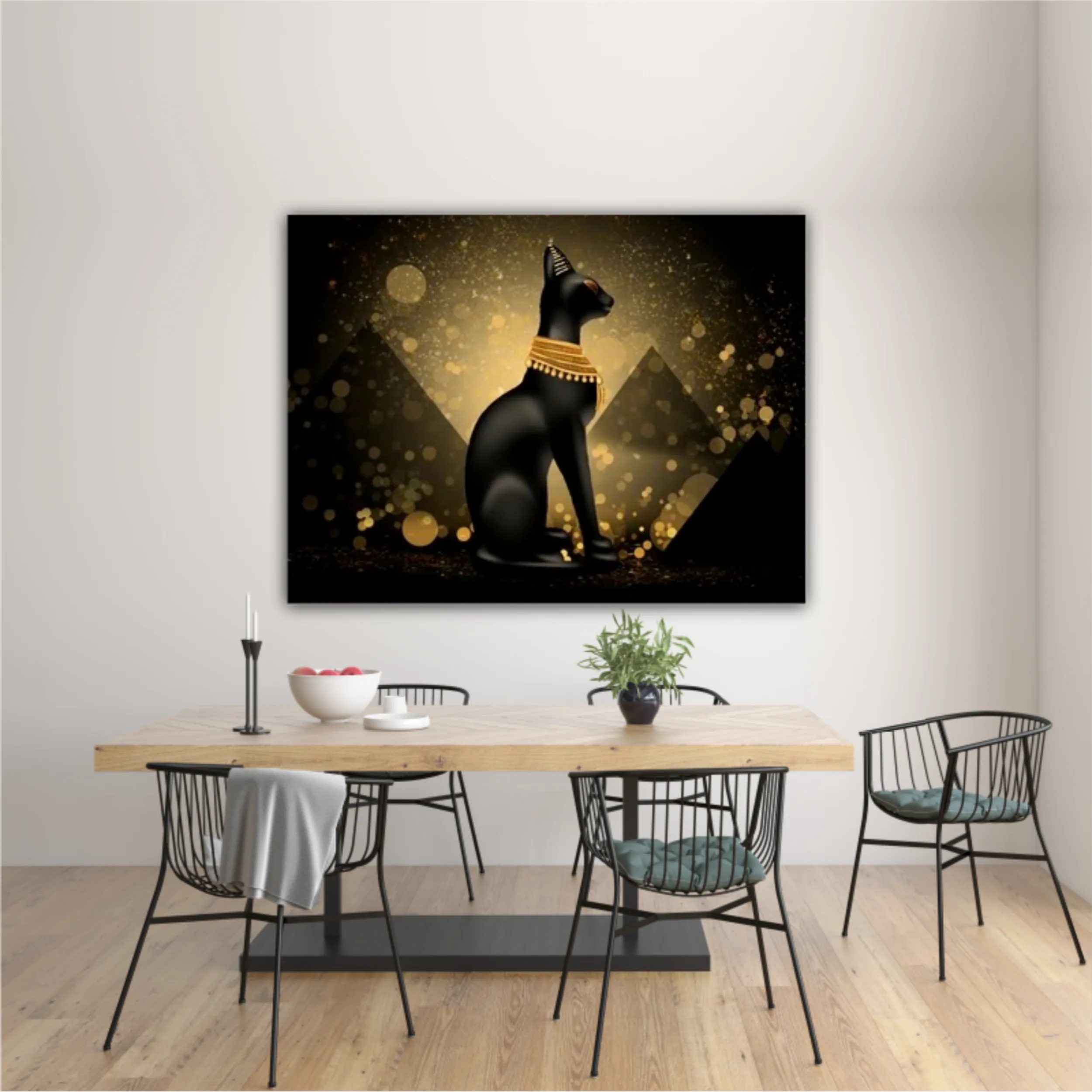 Egyptian asbstract background, goddess of Egypt Bastet, abstract dark bokeh background