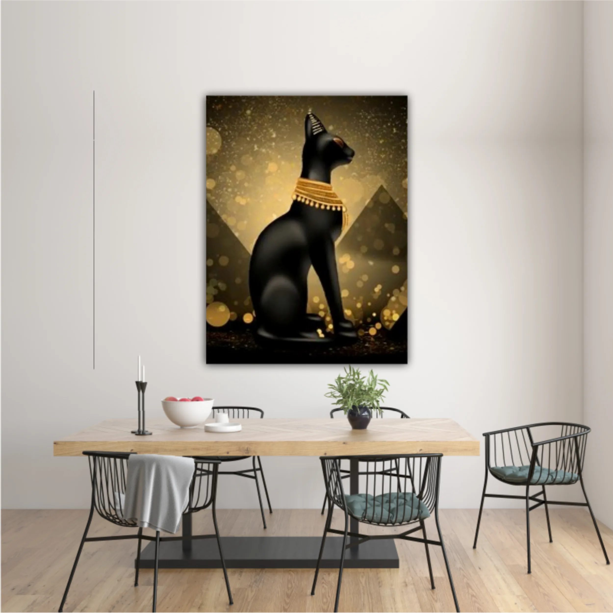 Egyptian asbstract background, goddess of Egypt Bastet, abstract dark bokeh background