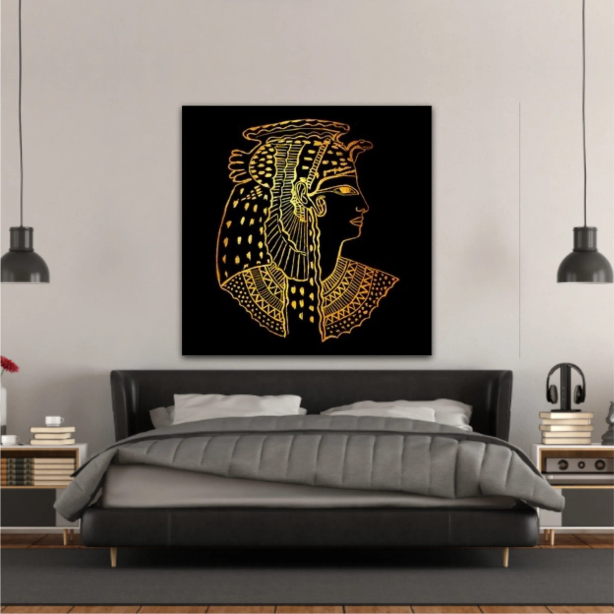 Abstract ancient Egyptian background, Cleopatra. Gold