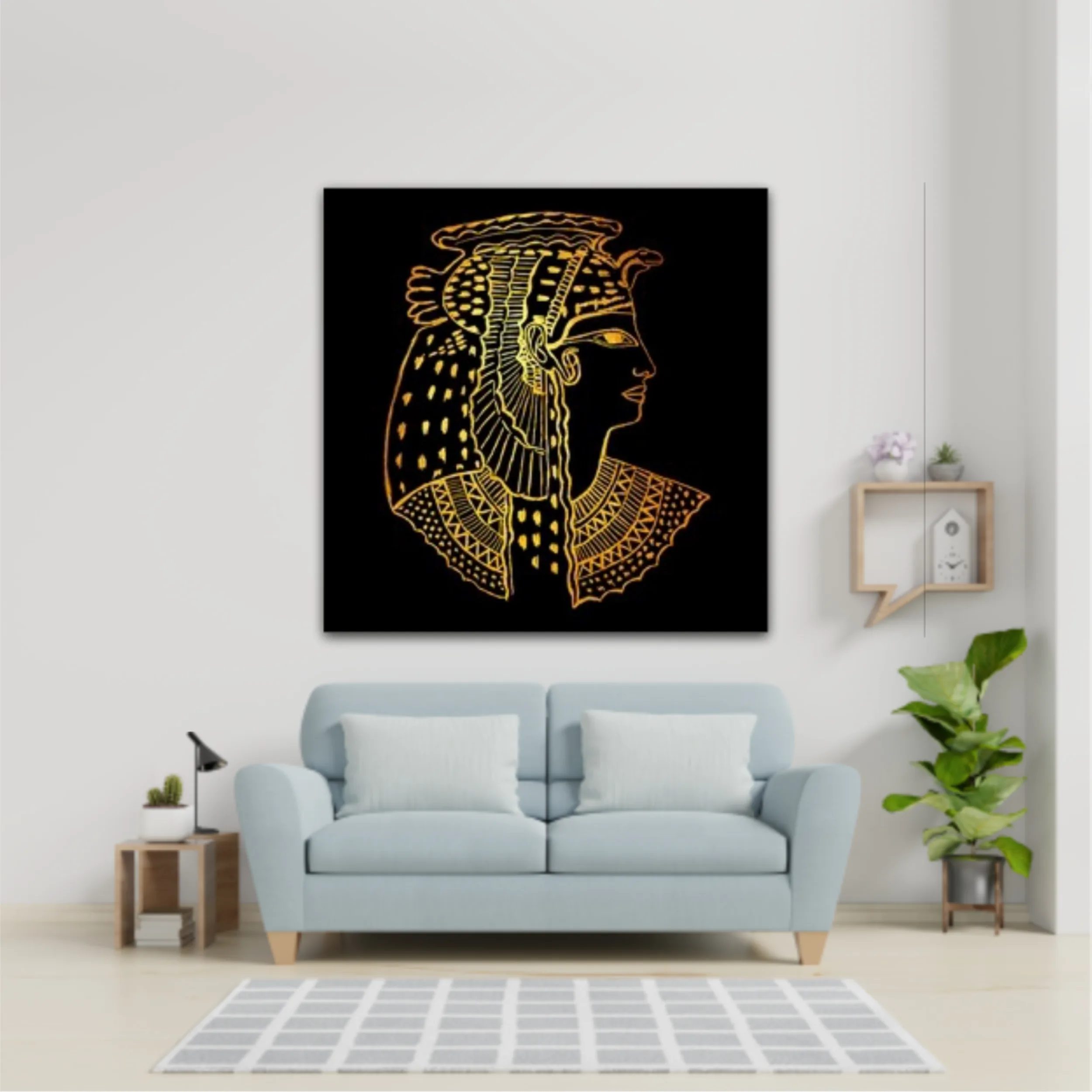 Abstract ancient Egyptian background, Cleopatra. Gold