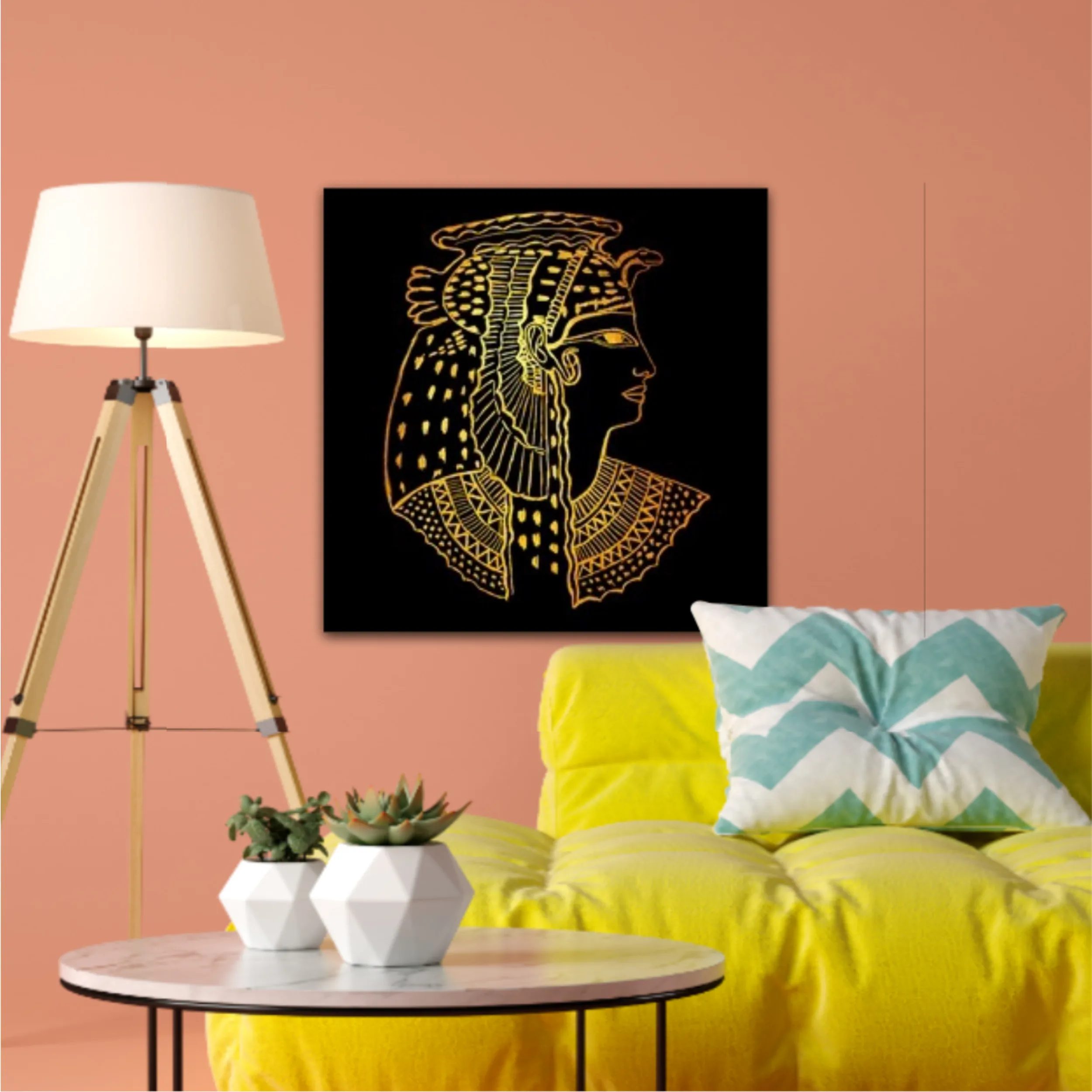 Abstract ancient Egyptian background, Cleopatra. Gold