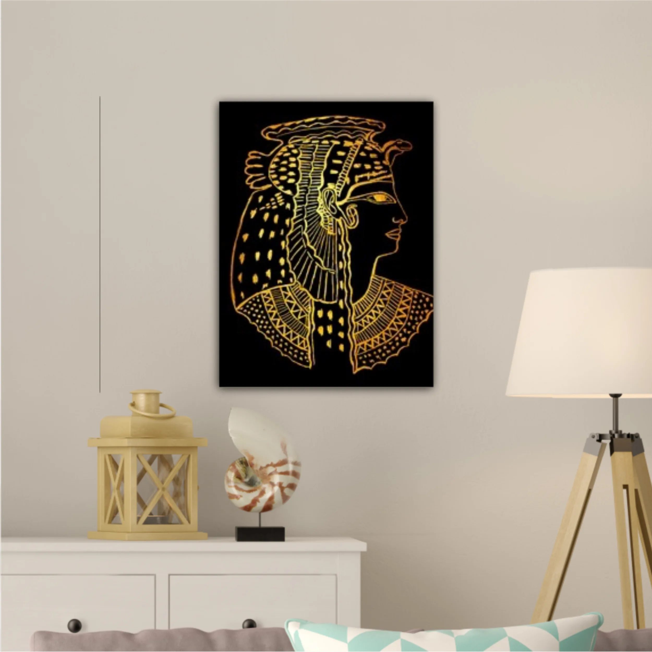 Abstract ancient Egyptian background, Cleopatra. Gold