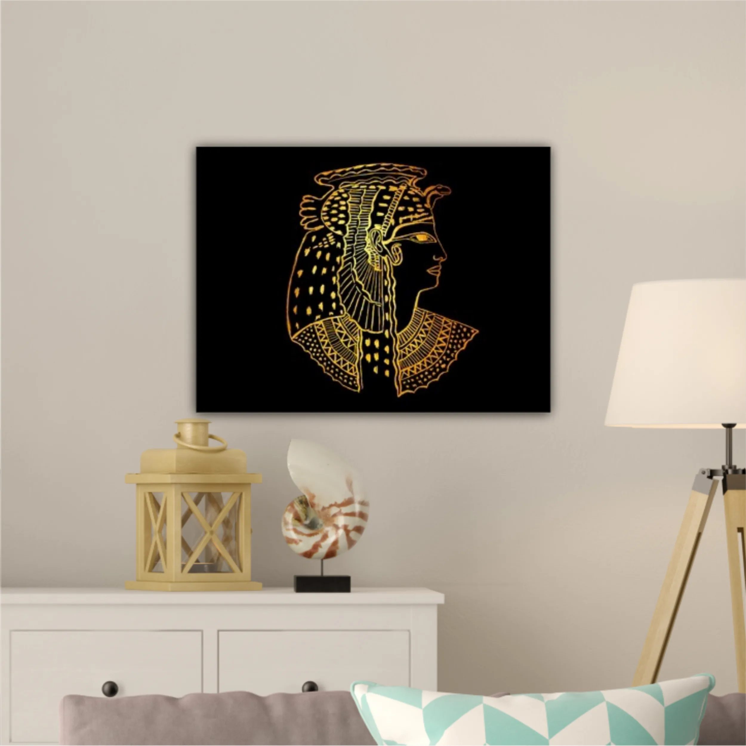 Abstract ancient Egyptian background, Cleopatra. Gold