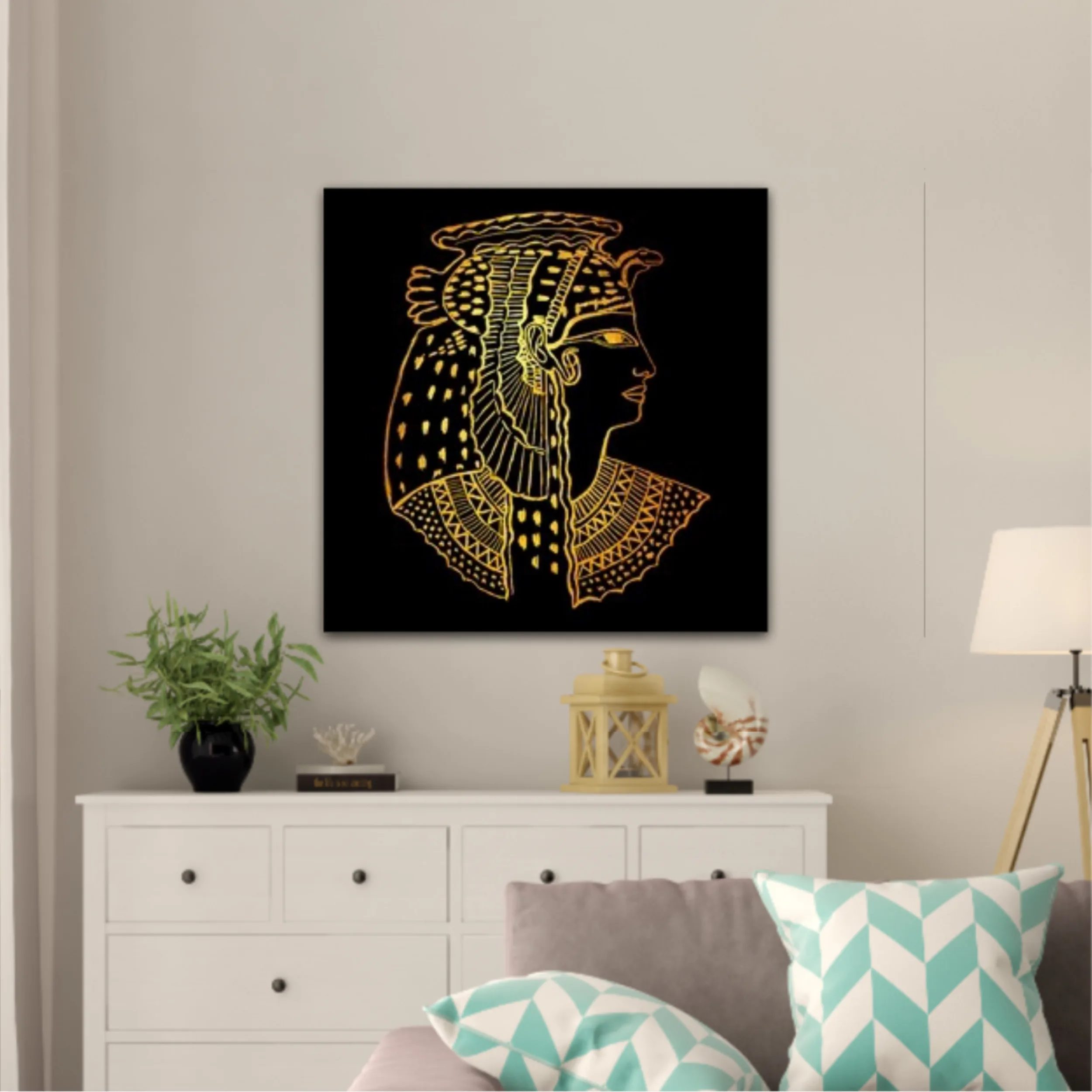 Abstract ancient Egyptian background, Cleopatra. Gold