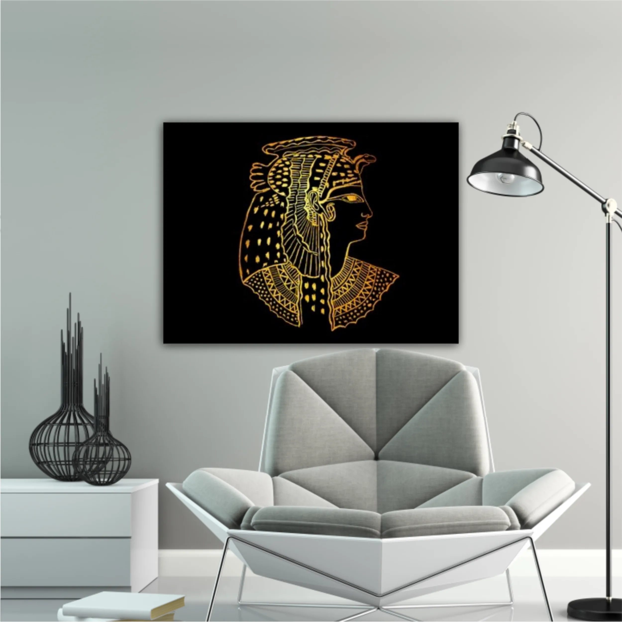 Abstract ancient Egyptian background, Cleopatra. Gold