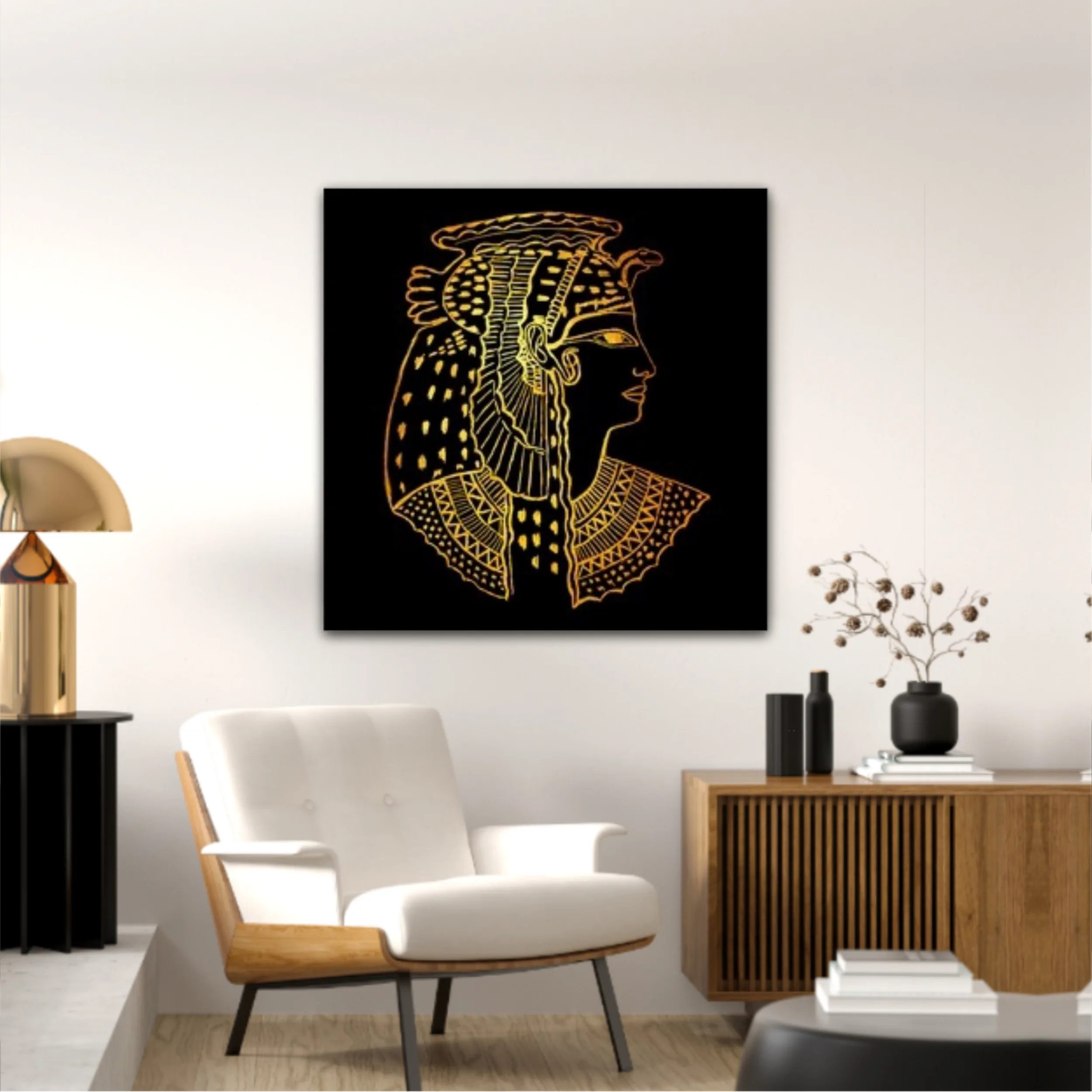 Abstract ancient Egyptian background, Cleopatra. Gold