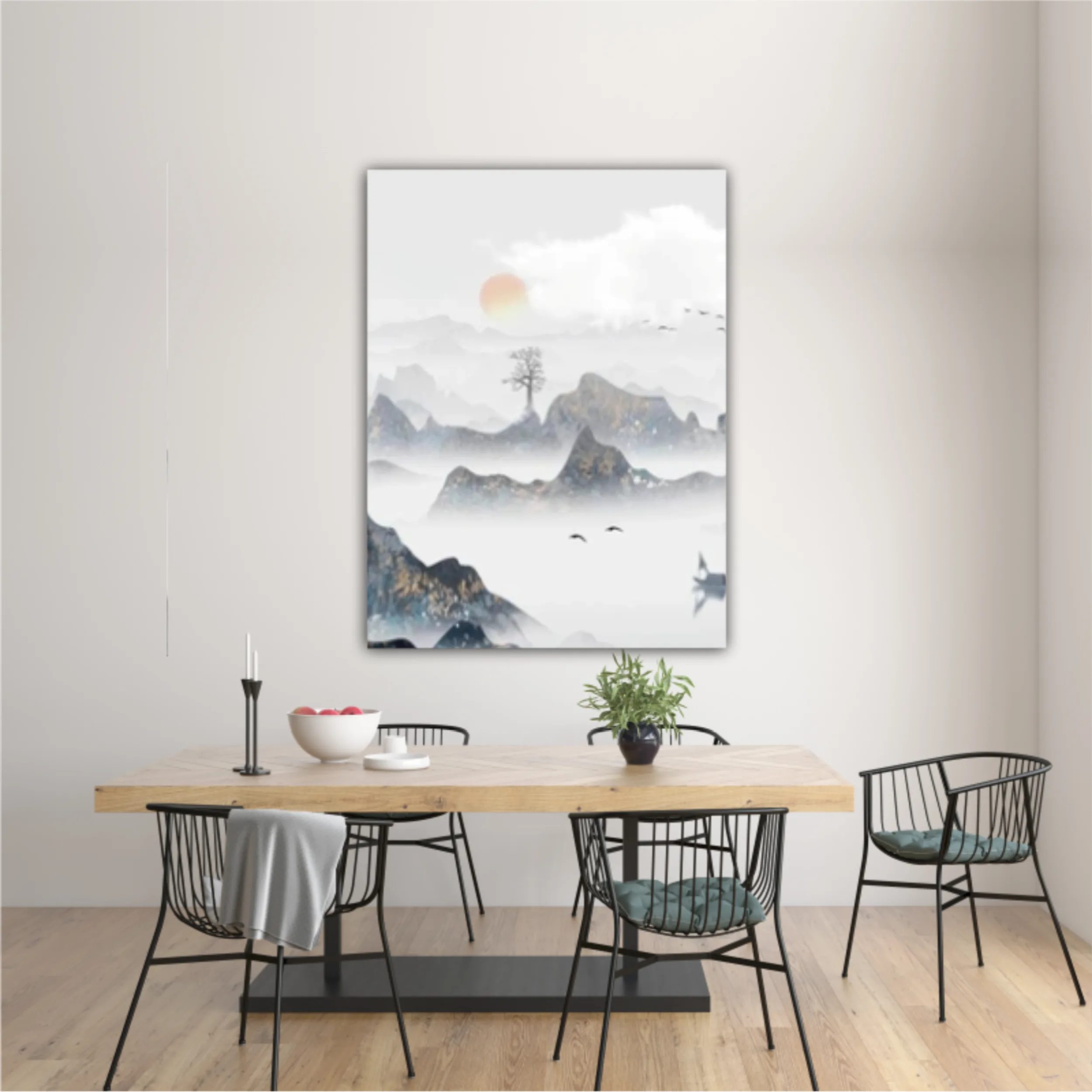 Chinese style blue artistic conception landscape illustration